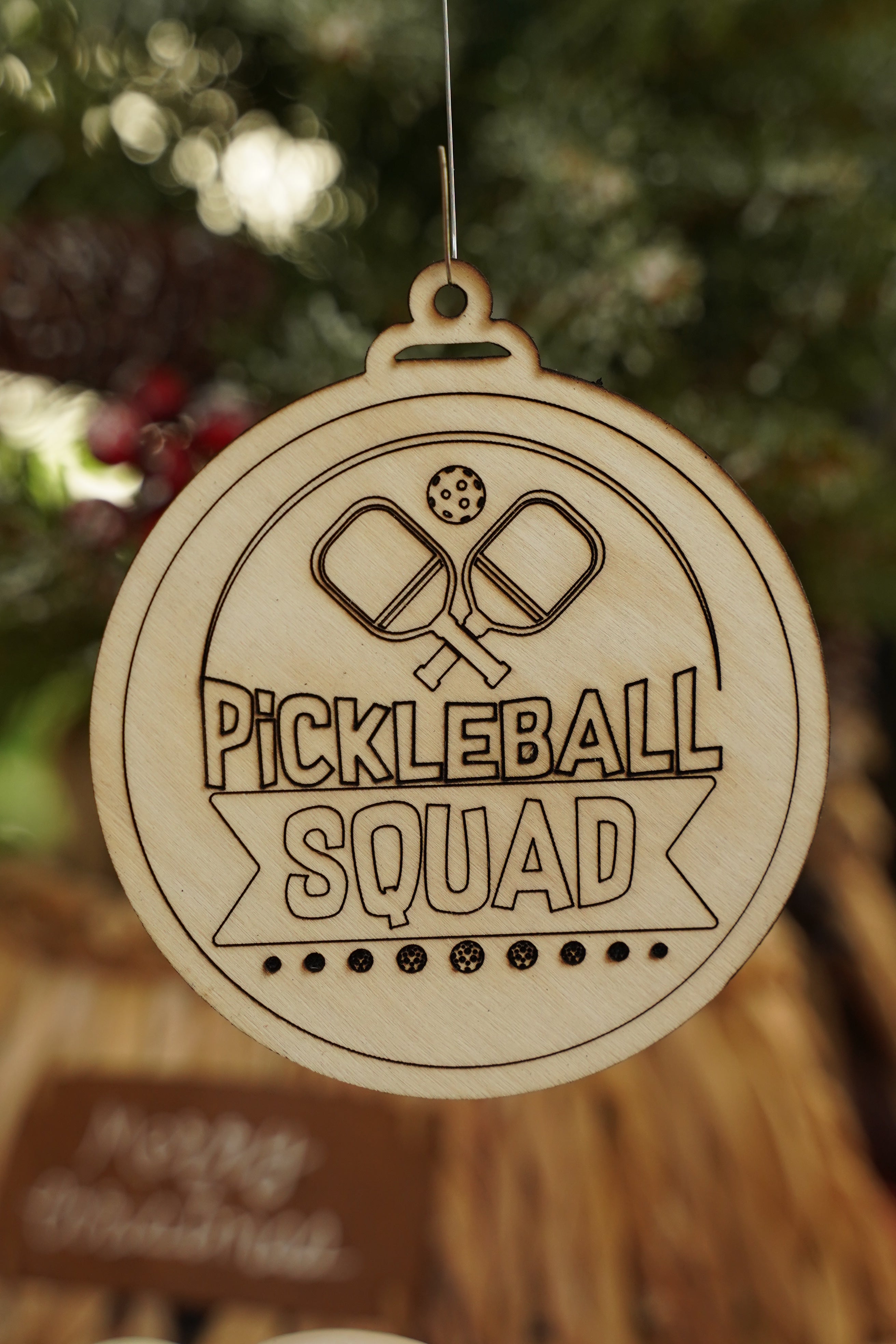 Pickleball Squad - Outline - Custom Personalized Laser-Cut Wooden Pickleball Ornaments – 4 Inches in size