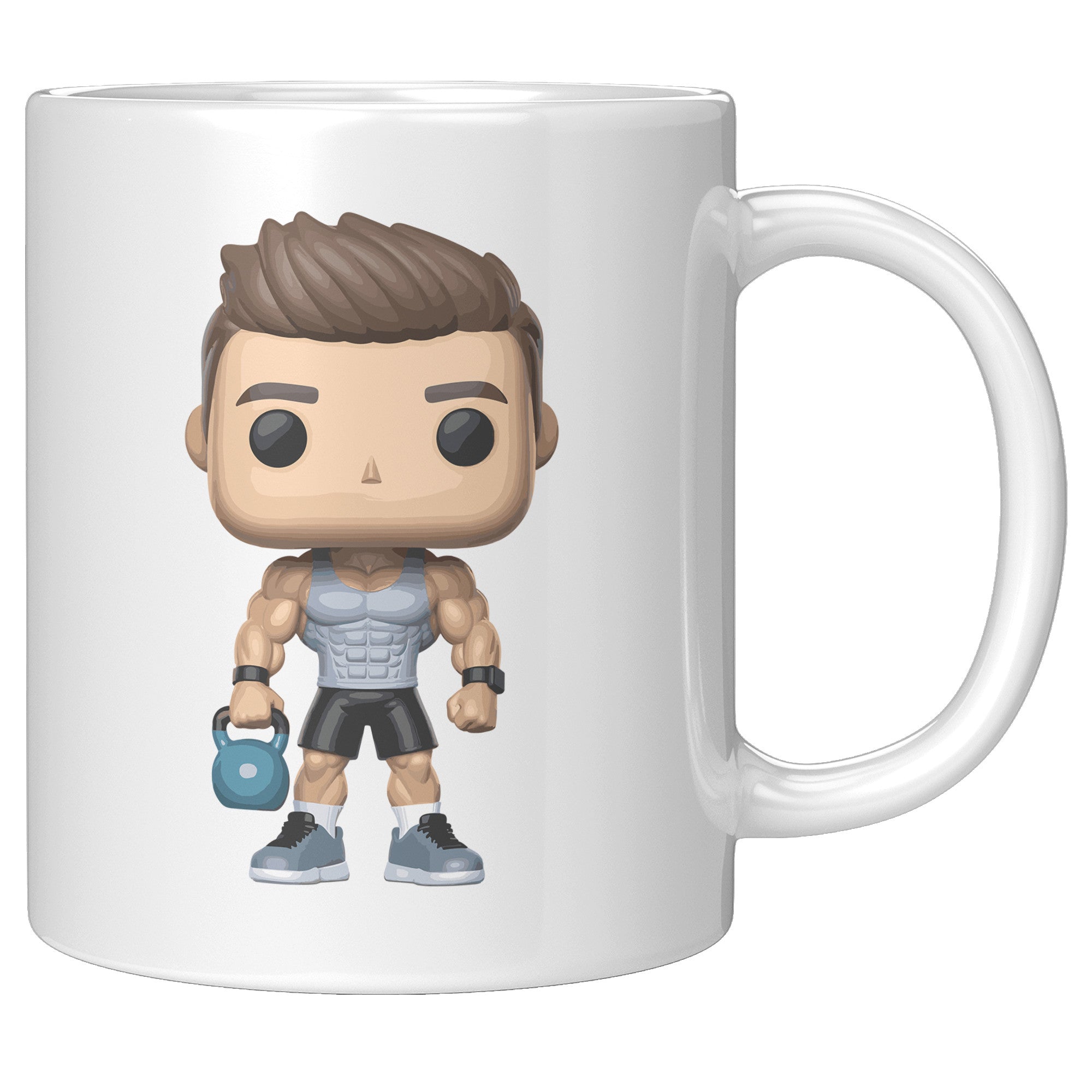 "CrossFit Funko Pop Style Mug - Male Fitness Enthusiast Coffee Cup - Unique Gift for Gym Buffs - Fun Workout-Inspired Drinkware"