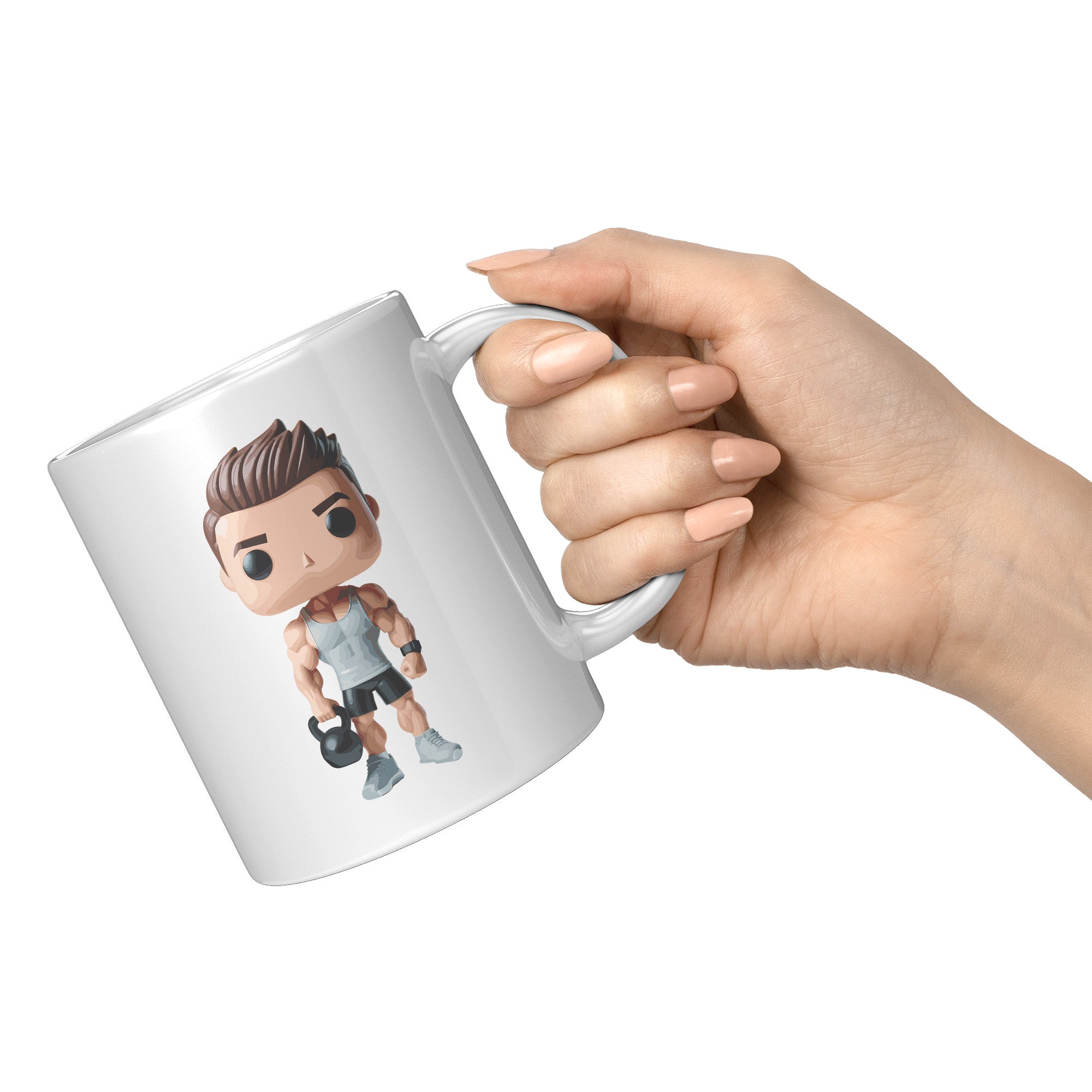 "CrossFit Funko Pop Style Mug - Male Fitness Enthusiast Coffee Cup - Unique Gift for Gym Buffs - Fun Workout-Inspired Drinkware" - B