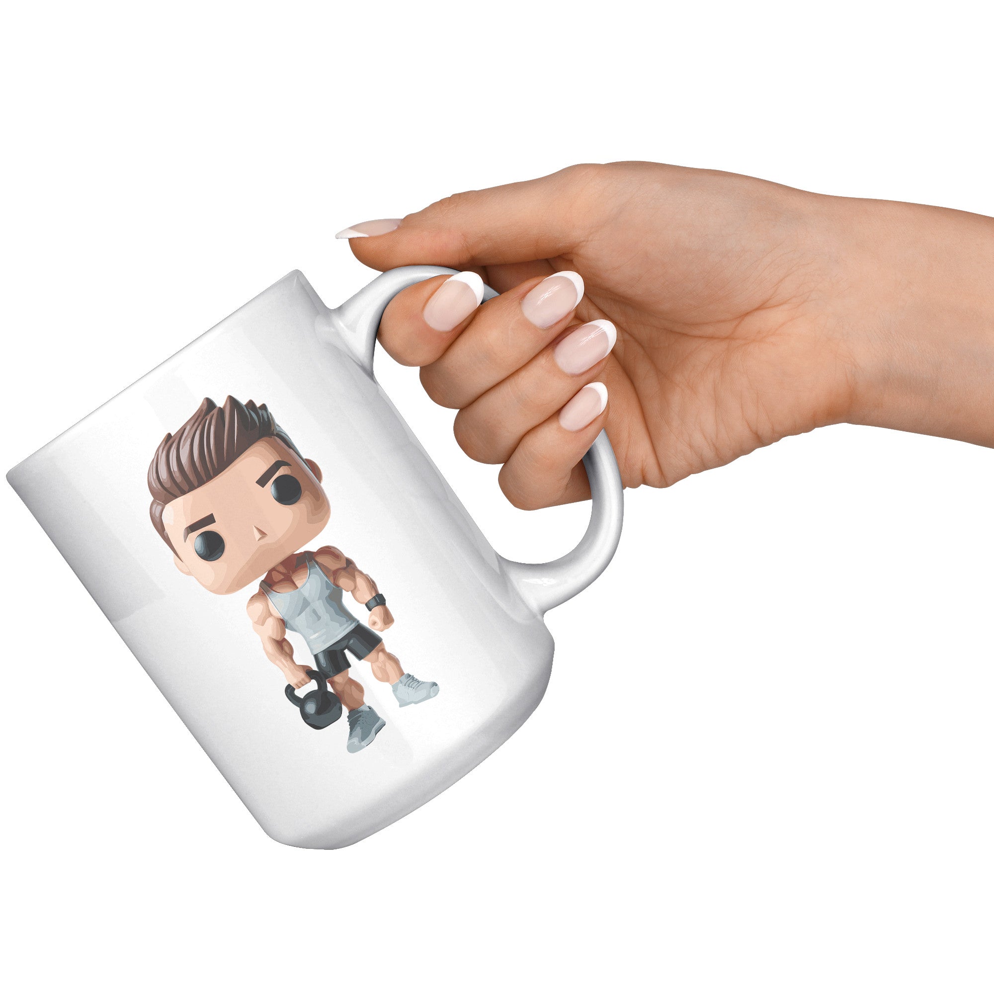 "CrossFit Funko Pop Style Mug - Male Fitness Enthusiast Coffee Cup - Unique Gift for Gym Buffs - Fun Workout-Inspired Drinkware" - B1