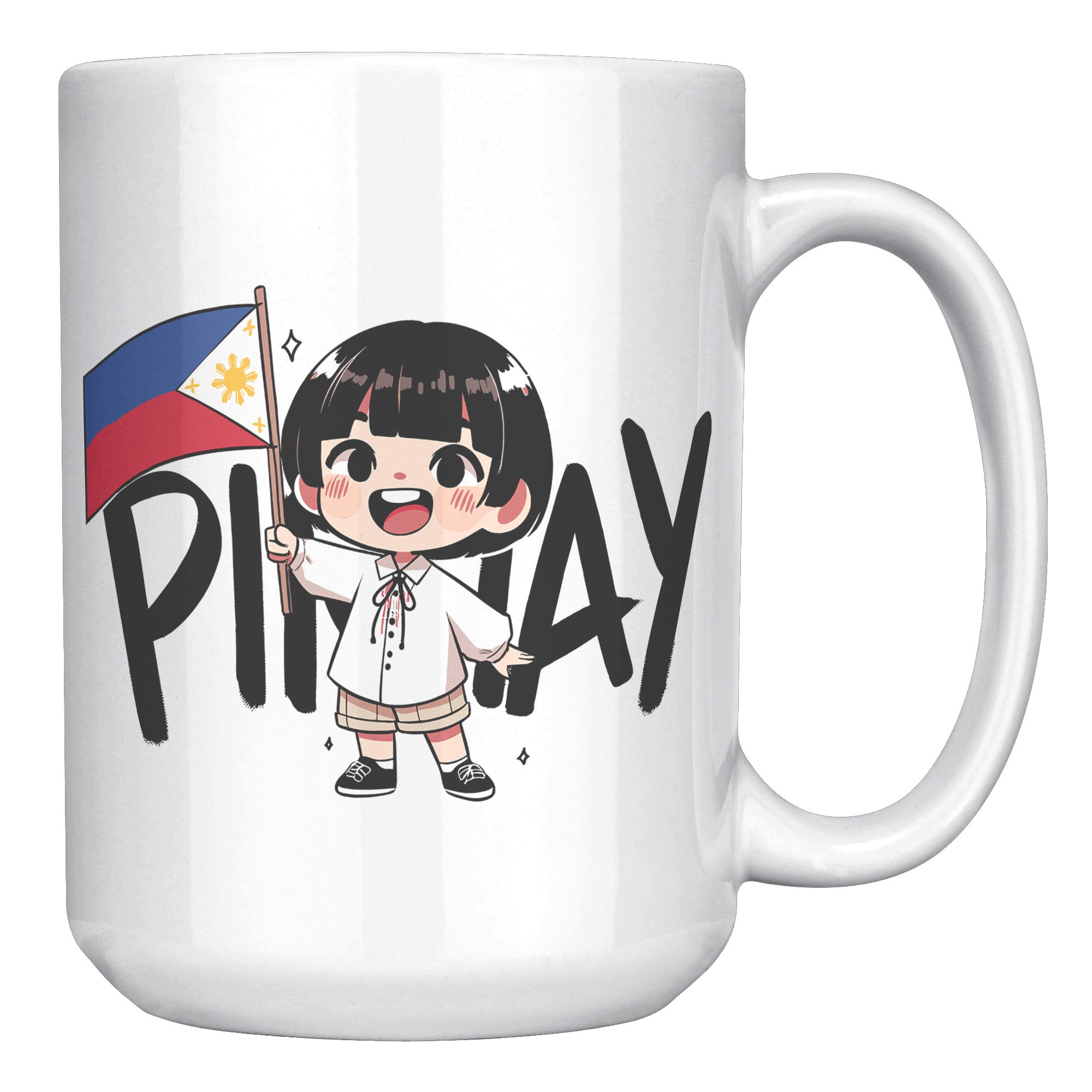 "Cute Cartoon Filipino Pride Coffee Mug - Vibrant Pinoy Pride Cup - Perfect Gift for Filipinos - Colorful Philippines Heritage Mug" - B1