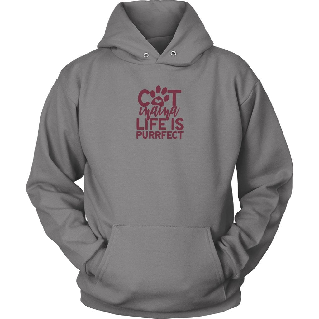 Cat Mama Life is Purrfect Unisex HoodieT-shirt - My E Three