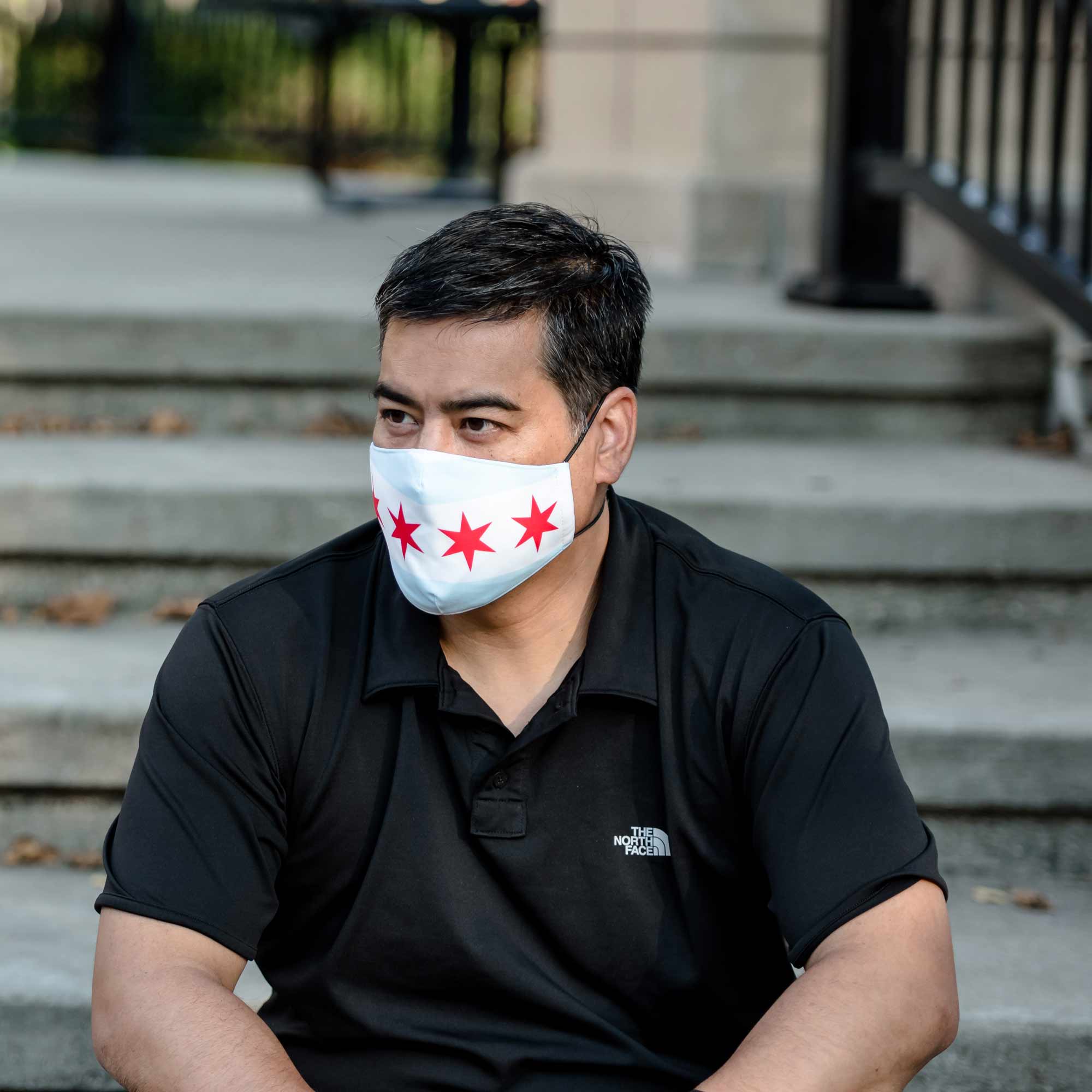 Chicago White face mask with filter pocketMask - My E Three