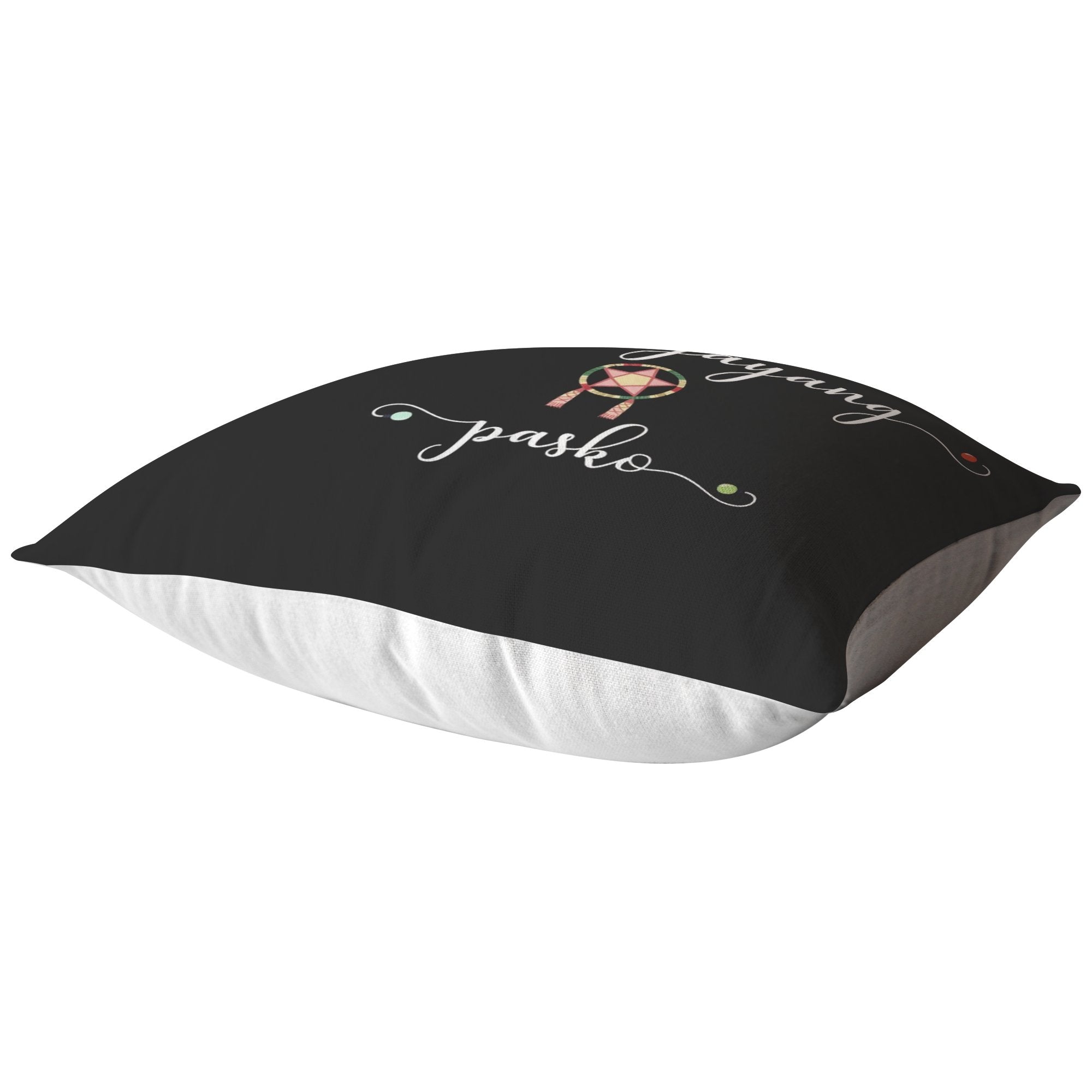 Maligayang Pasko Black broadcloth pillowPillows Multi - My E Three