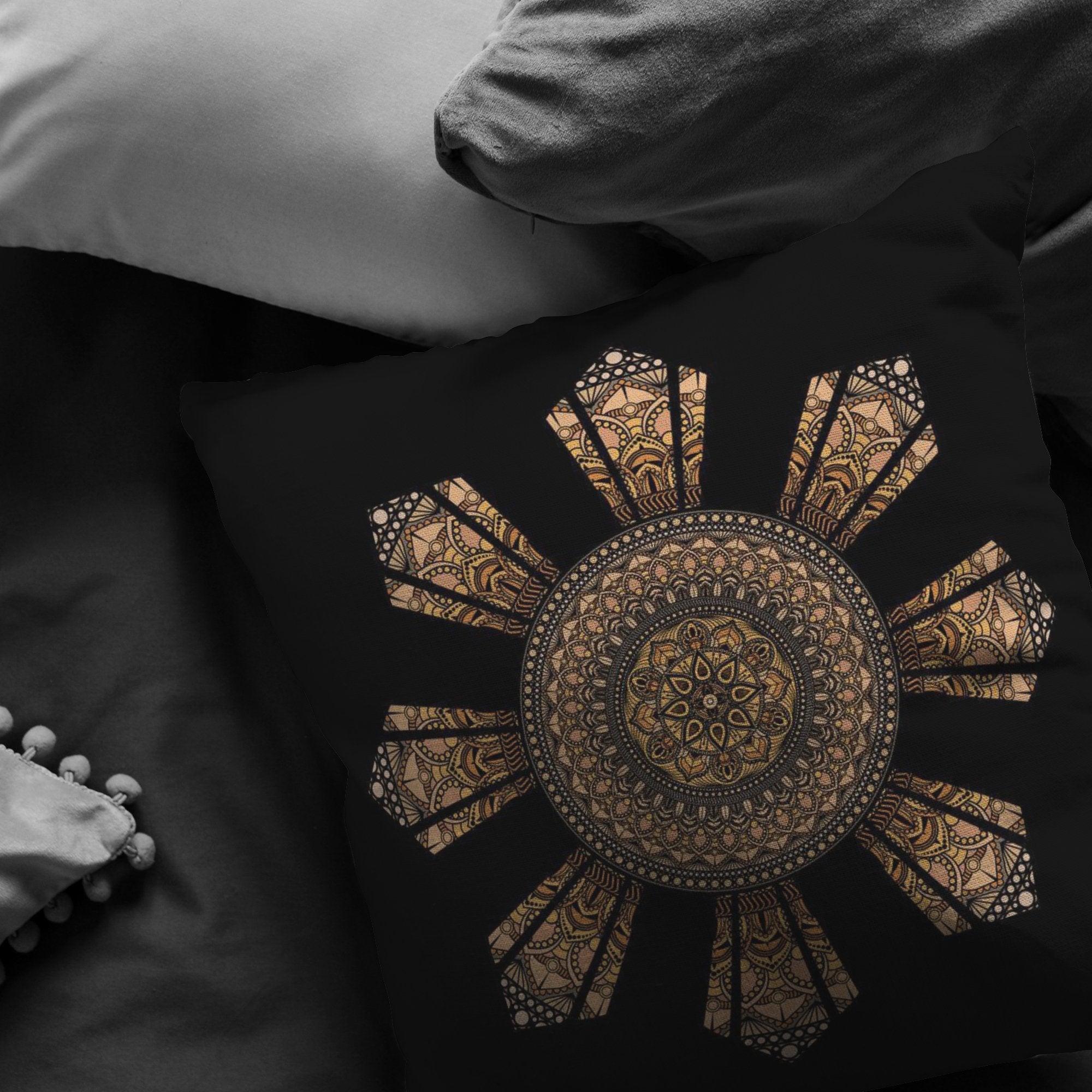 Mandala Filipino - Black boradcloth pillowsPillows Multi - My E Three