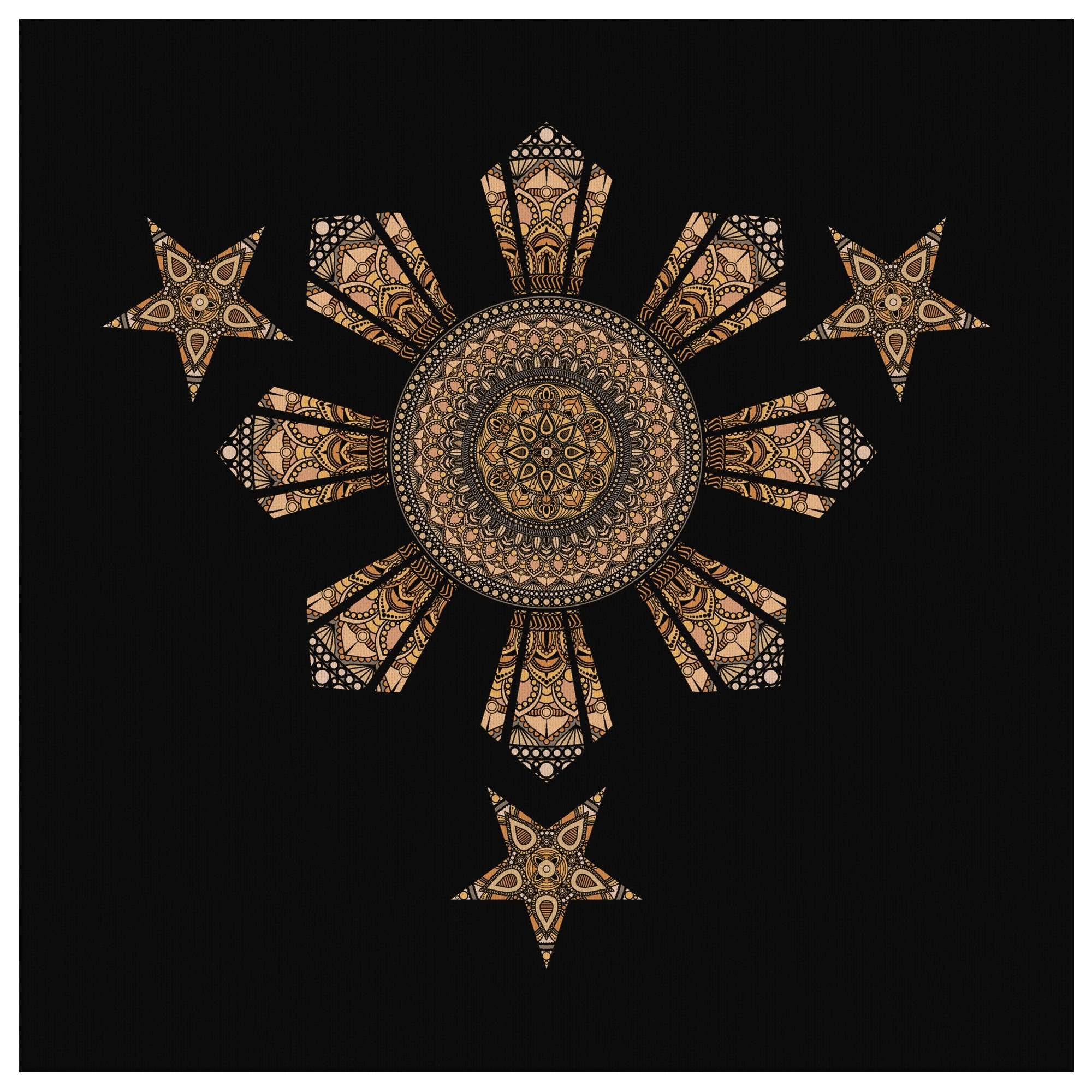 Mandala Filipino Black Square Gallery Canvas WrapCanvas Wall Art 3 - My E Three