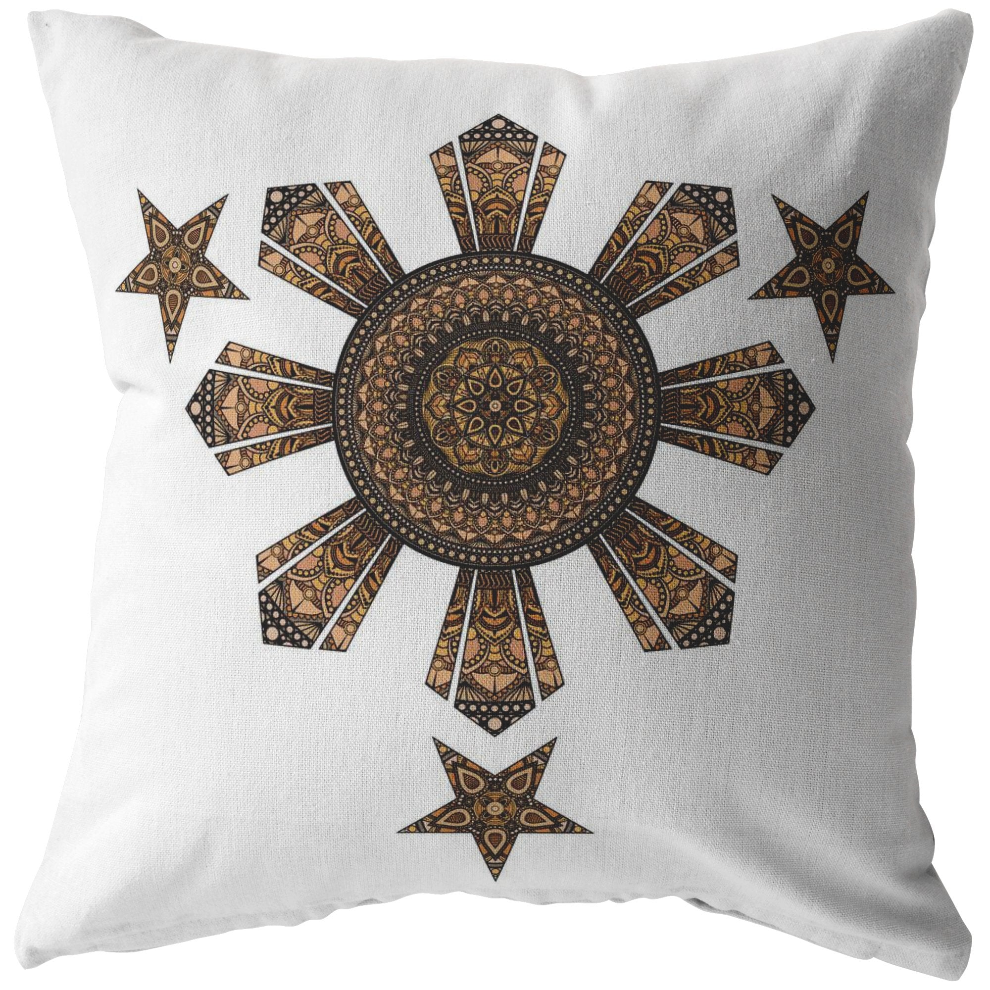 Mandala Filipino Sun & Stars - White boradcloth pillowsPillows Multi - My E Three