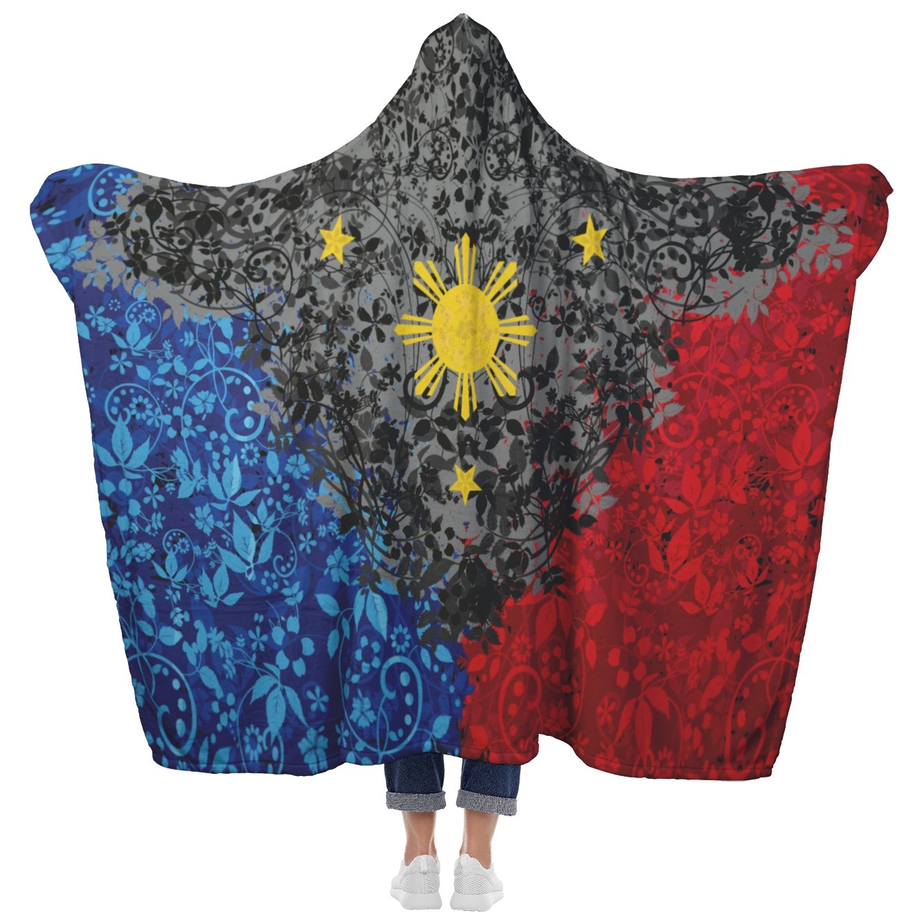 Philippines Floral Flag Hooded BlanketHooded Blanket - My E Three