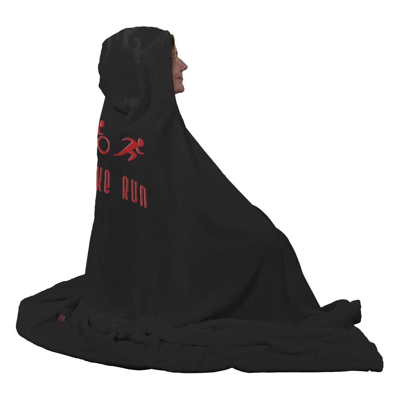 Traithlon Swim Bike Run Black with Red - Hooded BlanketHooded Blanket - My E Three