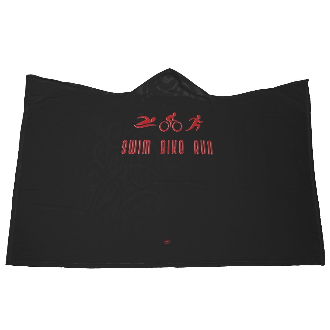 Traithlon Swim Bike Run Black with Red - Hooded BlanketHooded Blanket - My E Three