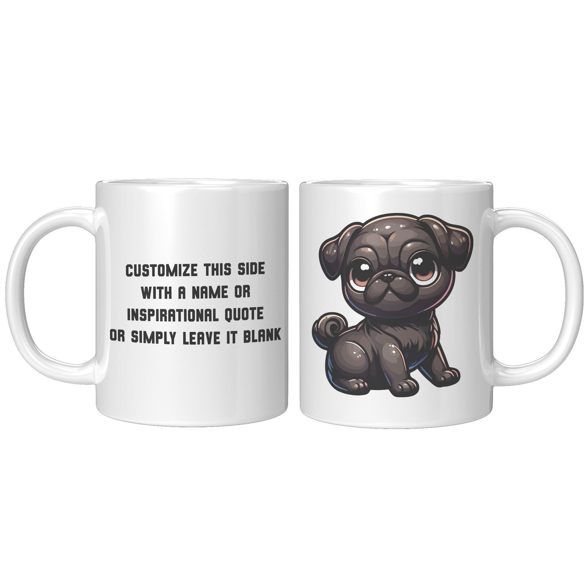 11oz Adorable Pug Cartoon Coffee Mug - Pug Lover Coffee Mug - Perfect Gift for Pug Owners - Cute Wrinkly Dog Coffee Mug" - Y