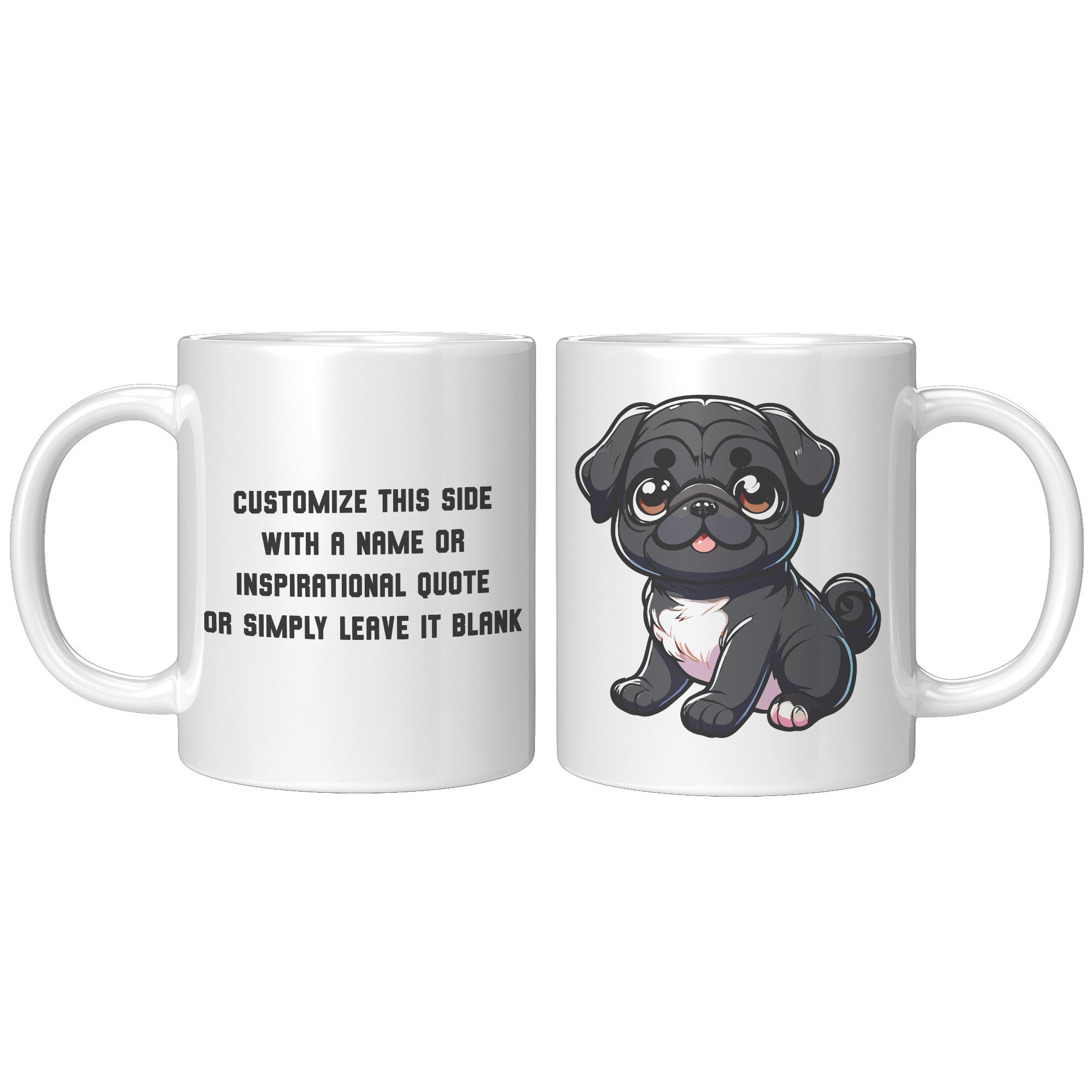 11oz Adorable Pug Cartoon Coffee Mug - Pug Lover Coffee Mug - Perfect Gift for Pug Owners - Cute Wrinkly Dog Coffee Mug" - S