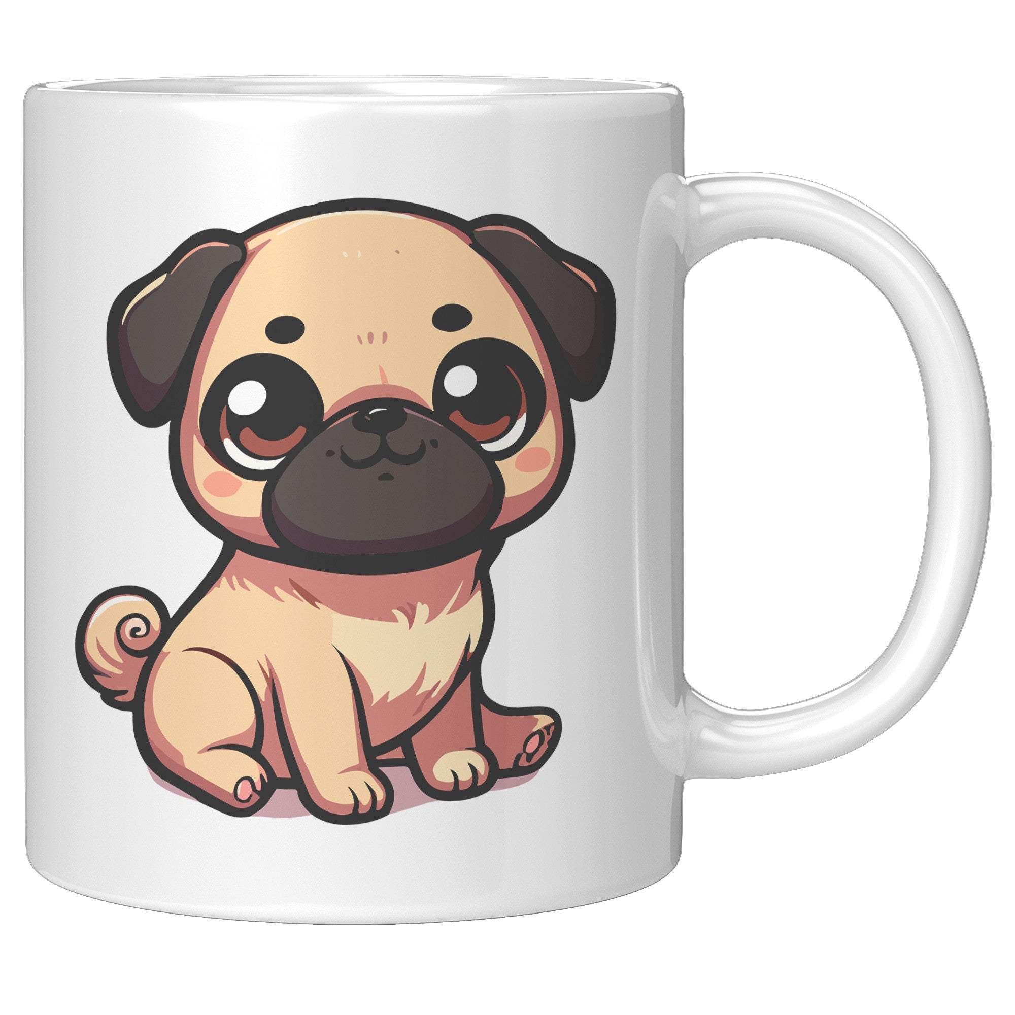 11oz Adorable Pug Cartoon Coffee Mug - Pug Lover Coffee Mug - Perfect Gift for Pug Owners - Cute Wrinkly Dog Coffee Mug" - U