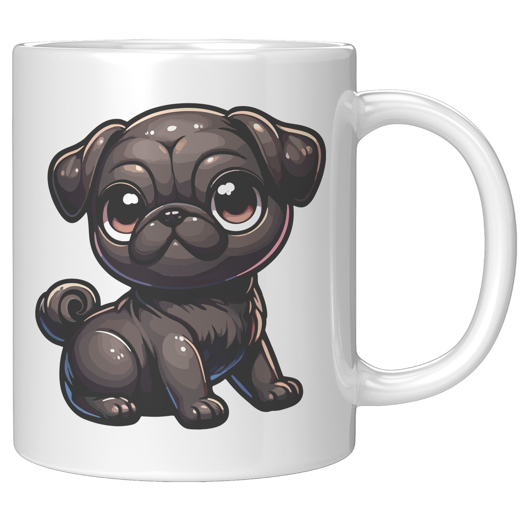 11oz Adorable Pug Cartoon Coffee Mug - Pug Lover Coffee Mug - Perfect Gift for Pug Owners - Cute Wrinkly Dog Coffee Mug" - Y