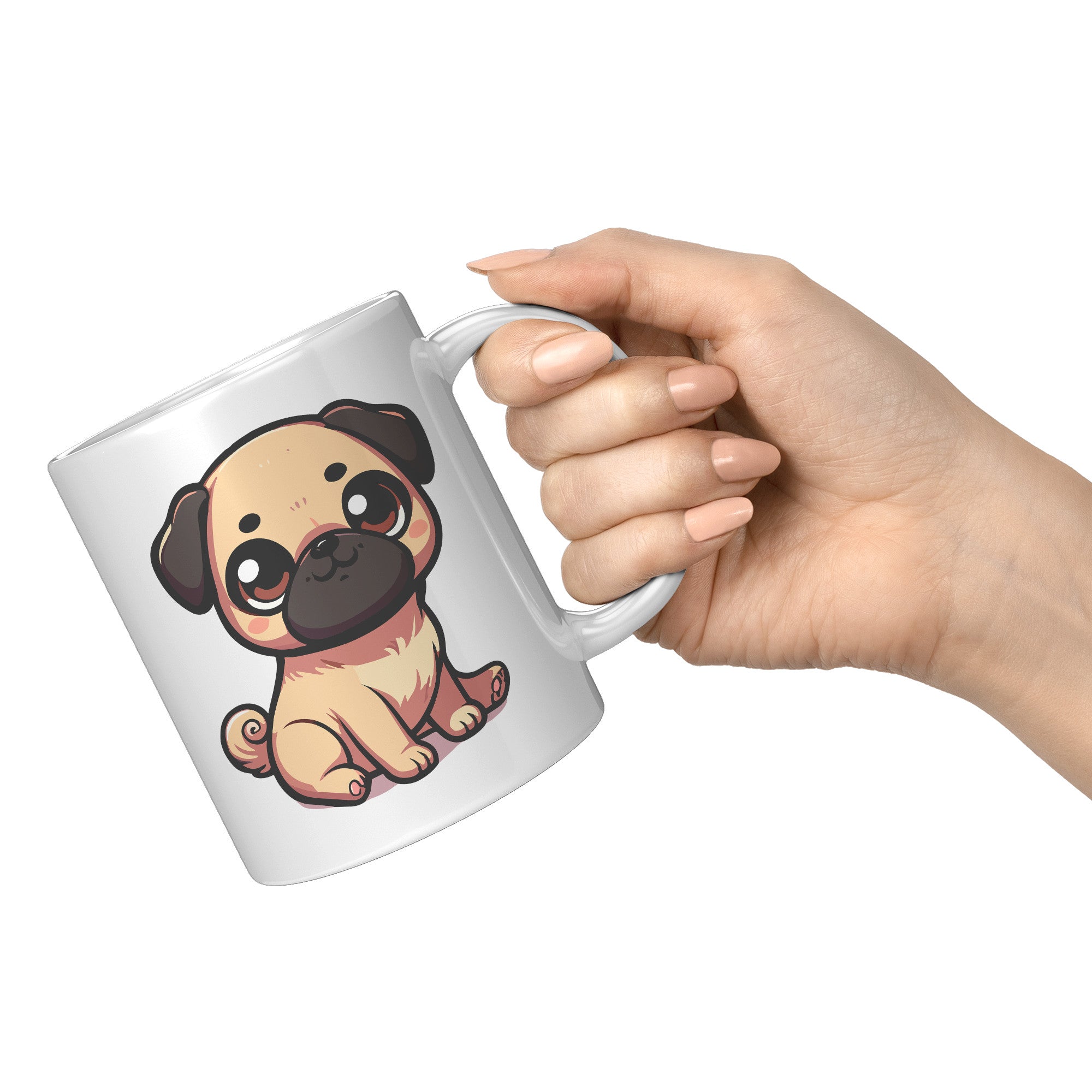 11oz Adorable Pug Cartoon Coffee Mug - Pug Lover Coffee Mug - Perfect Gift for Pug Owners - Cute Wrinkly Dog Coffee Mug" - U