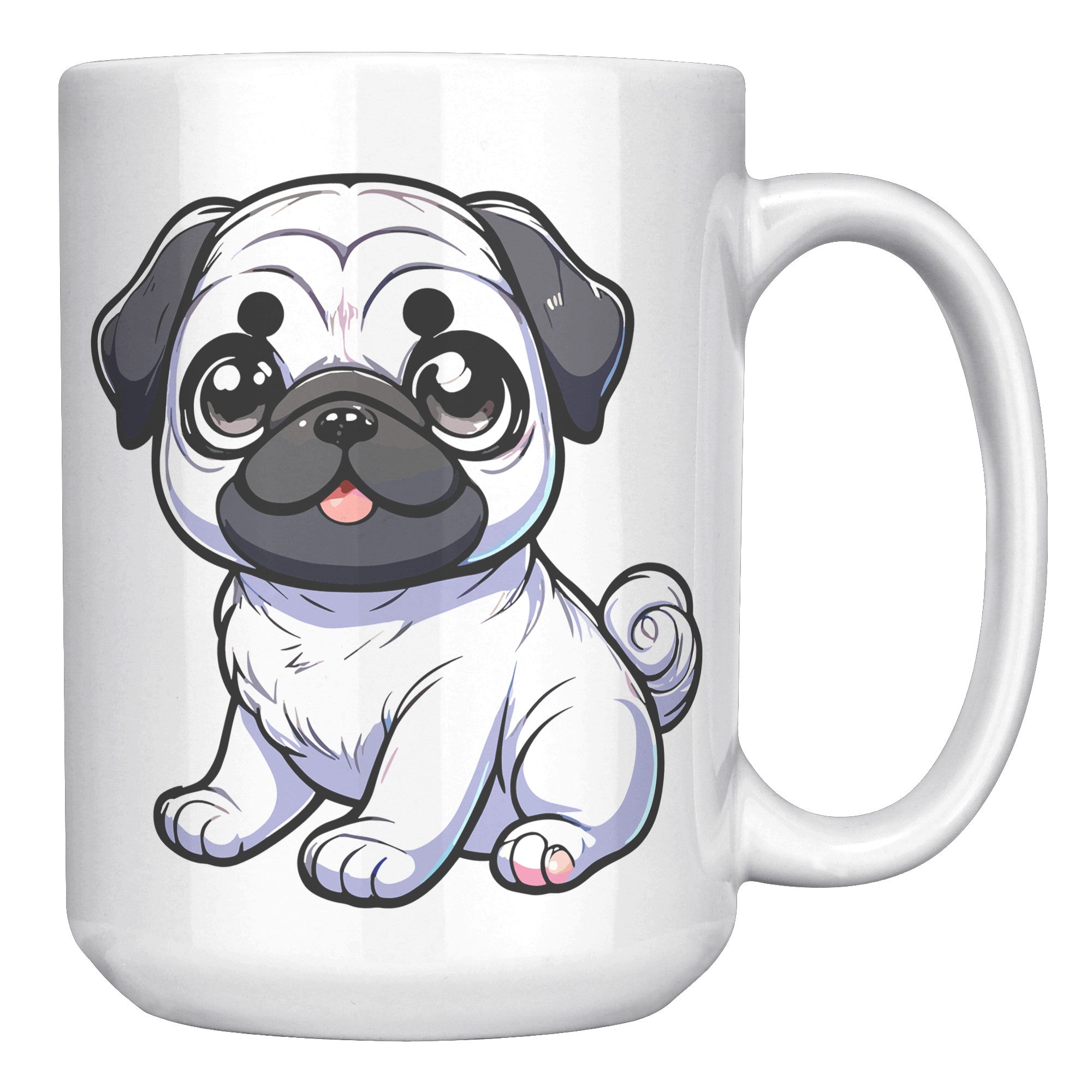 15oz Adorable Pug Cartoon Coffee Mug - Pug Lover Coffee Mug - Perfect Gift for Pug Owners - Cute Wrinkly Dog Coffee Mug" - A1