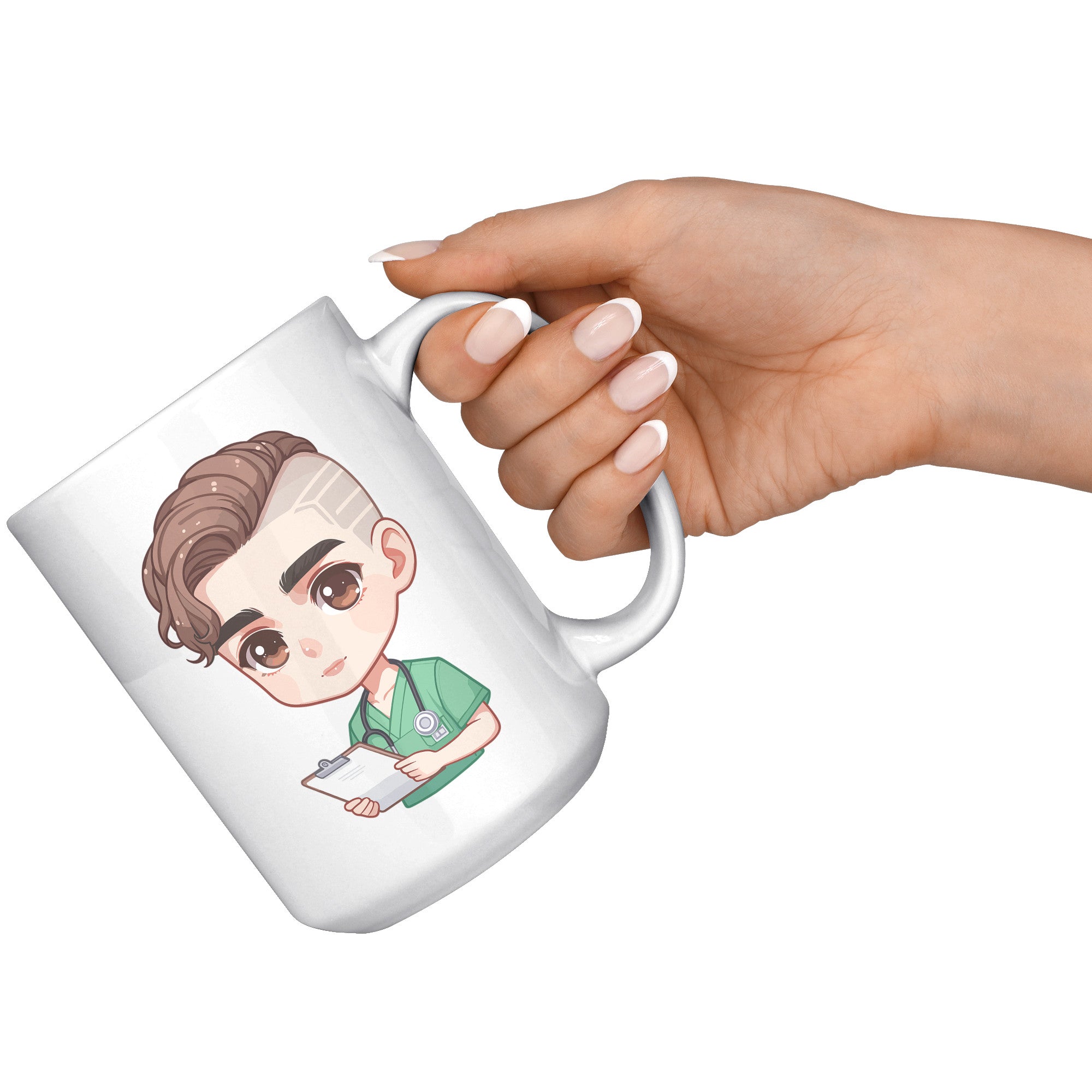 15 oz Custom RN Nurse Gift Coffee Mug - Cute Cartoon Nurse Design - Perfect for Nurse's Day, Birthdays, Graduations - Durable & Fun Mug for Everyday Heroes