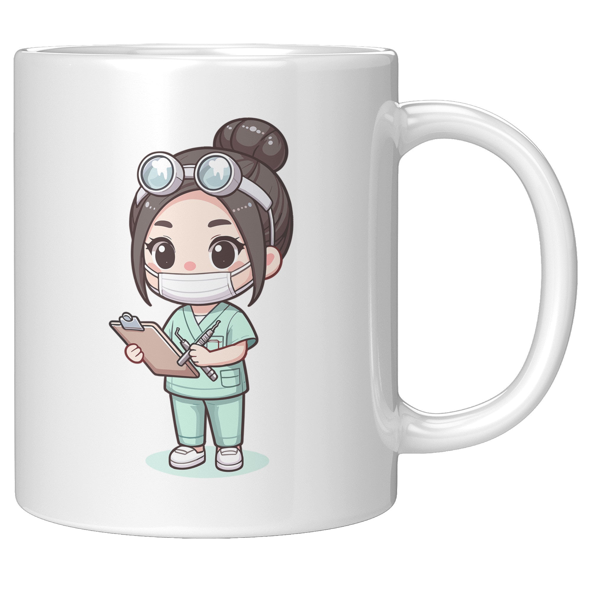11 oz Custom Cartoon Dentist DDS Coffee Mug - Adorable Dental Cartoon Cup - Fun Gift for Dentists & Dental Students - Smile-Inspiring Morning Brew Holder -EE
