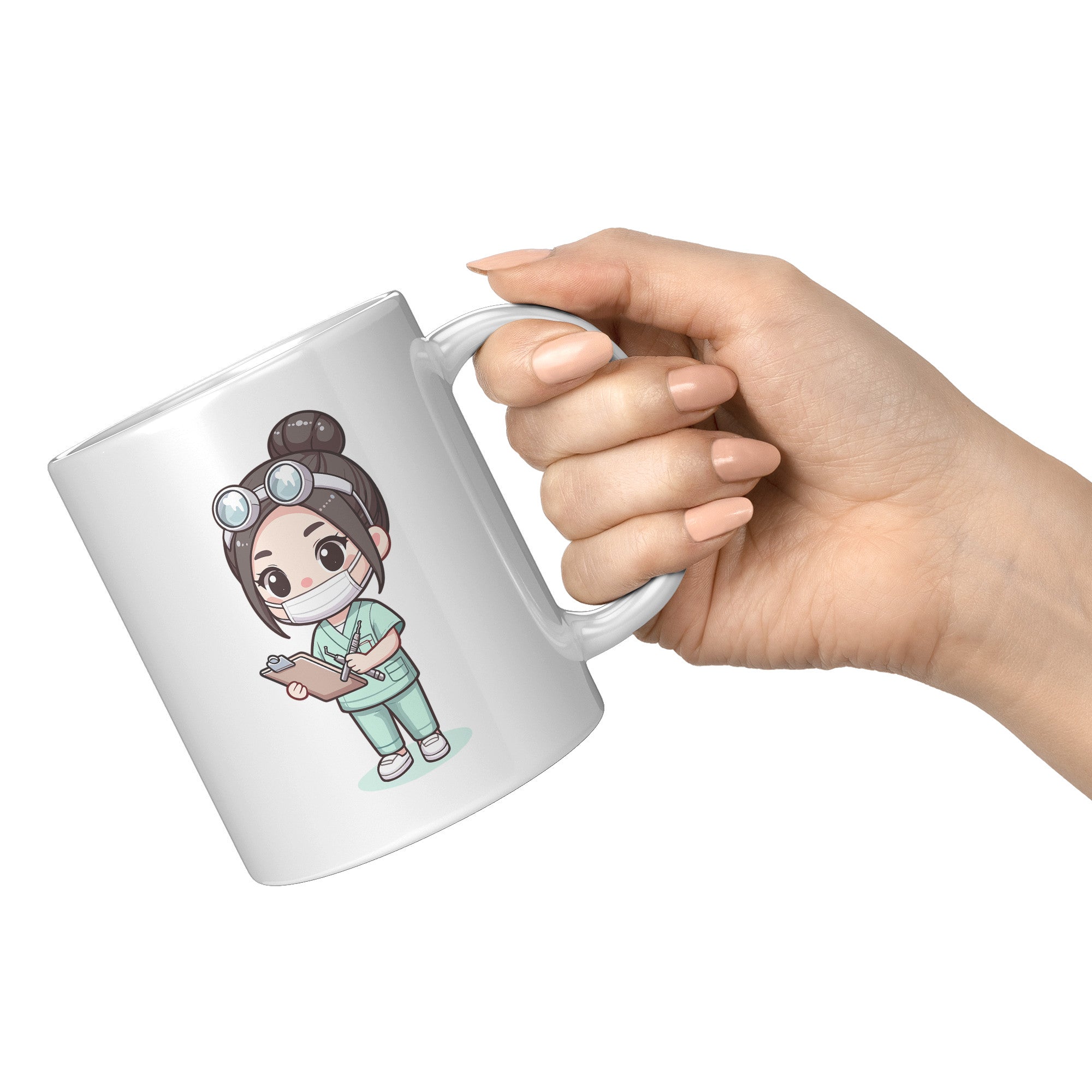 11 oz Custom Cartoon Dentist DDS Coffee Mug - Adorable Dental Cartoon Cup - Fun Gift for Dentists & Dental Students - Smile-Inspiring Morning Brew Holder -EE