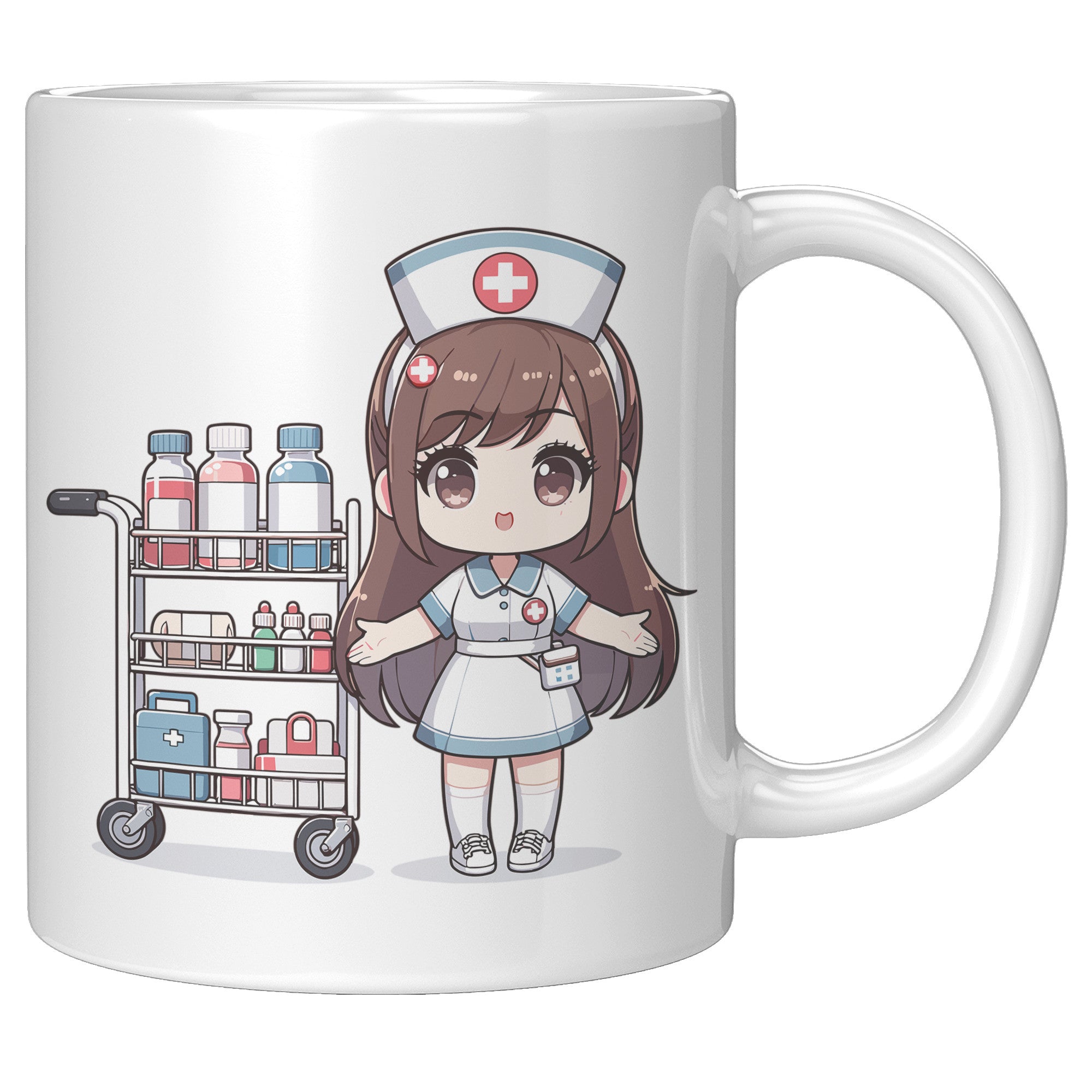 11 oz Custom RN Nurse Gift Coffee Mug - Cute Cartoon Nurse Design - Perfect for Nurse's Day, Birthdays, Graduations - Durable & Fun Mug for Everyday Heroes