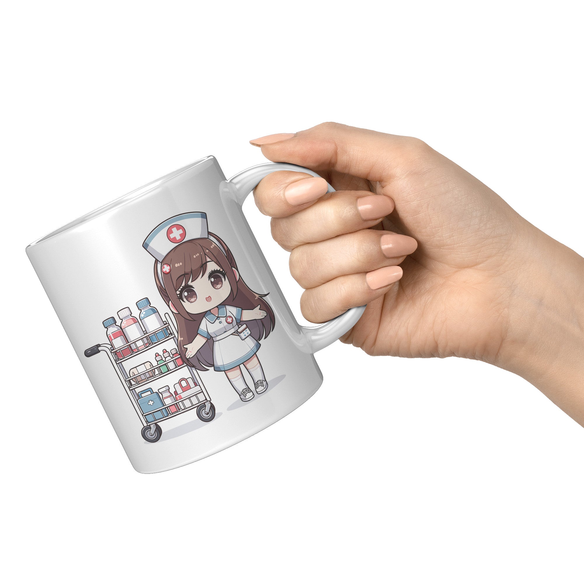 11 oz Custom RN Nurse Gift Coffee Mug - Cute Cartoon Nurse Design - Perfect for Nurse's Day, Birthdays, Graduations - Durable & Fun Mug for Everyday Heroes