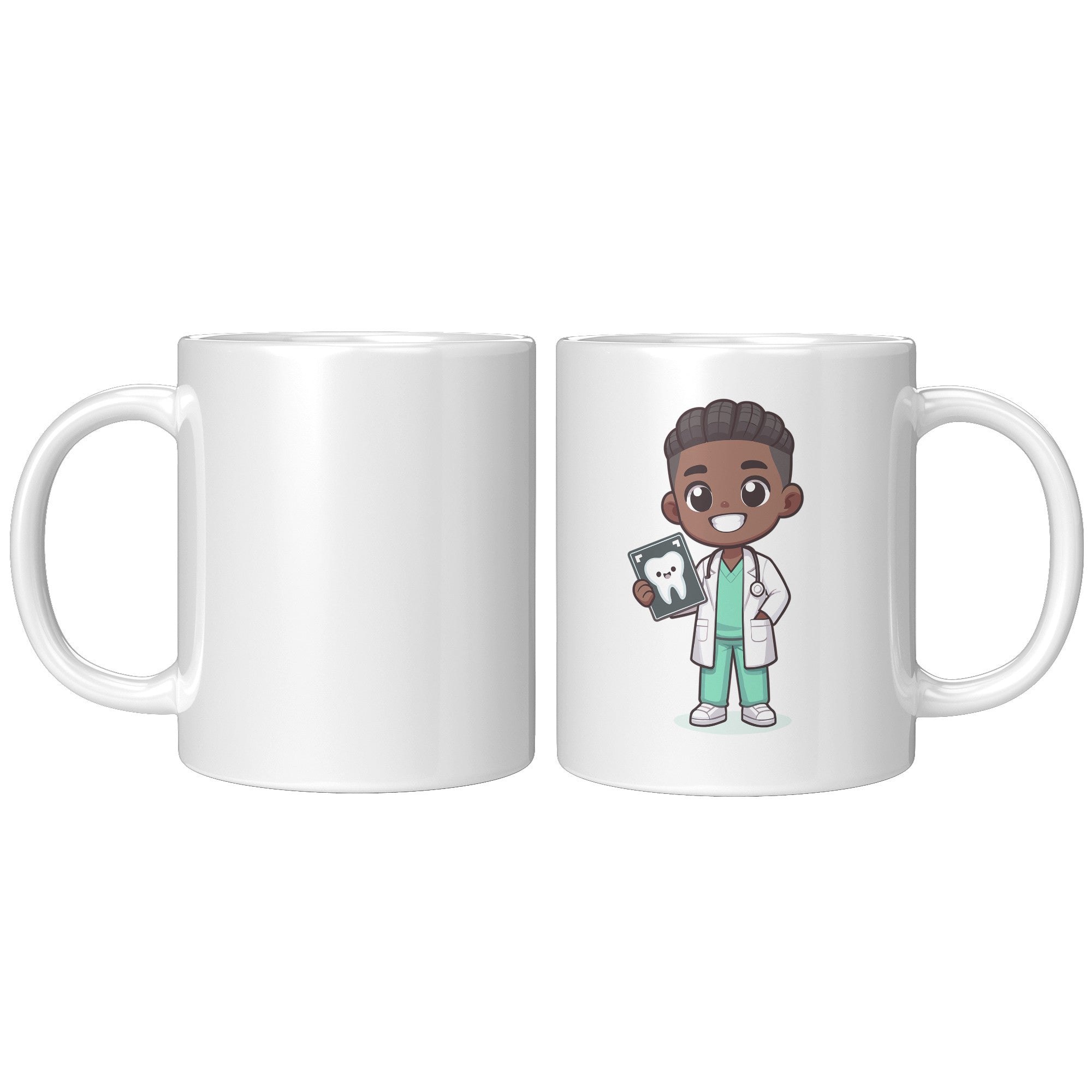 11 oz Custom Cartoon Dentist DDS Coffee Mug - Adorable Dental Cartoon Cup - Fun Gift for Dentists & Dental Students - Smile-Inspiring Morning Brew Holder -EE