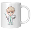 11 oz Custom Cartoon Dentist DDS Coffee Mug - Adorable Dental Cartoon Cup - Fun Gift for Dentists & Dental Students - Smile-Inspiring Morning Brew Holder -EE