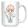 15 oz Custom Cartoon Dentist DDS Coffee Mug - Adorable Dental Cartoon Cup - Fun Gift for Dentists & Dental Students - Smile-Inspiring Morning Brew Holder -EE