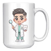 15 oz Custom Cartoon Dentist DDS Coffee Mug - Adorable Dental Cartoon Cup - Fun Gift for Dentists & Dental Students - Smile-Inspiring Morning Brew Holder -EE
