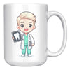 15 oz Custom Cartoon Dentist DDS Coffee Mug - Adorable Dental Cartoon Cup - Fun Gift for Dentists & Dental Students - Smile-Inspiring Morning Brew Holder -EE