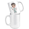 15 oz Custom Cartoon Dentist DDS Coffee Mug - Adorable Dental Cartoon Cup - Fun Gift for Dentists & Dental Students - Smile-Inspiring Morning Brew Holder -EE
