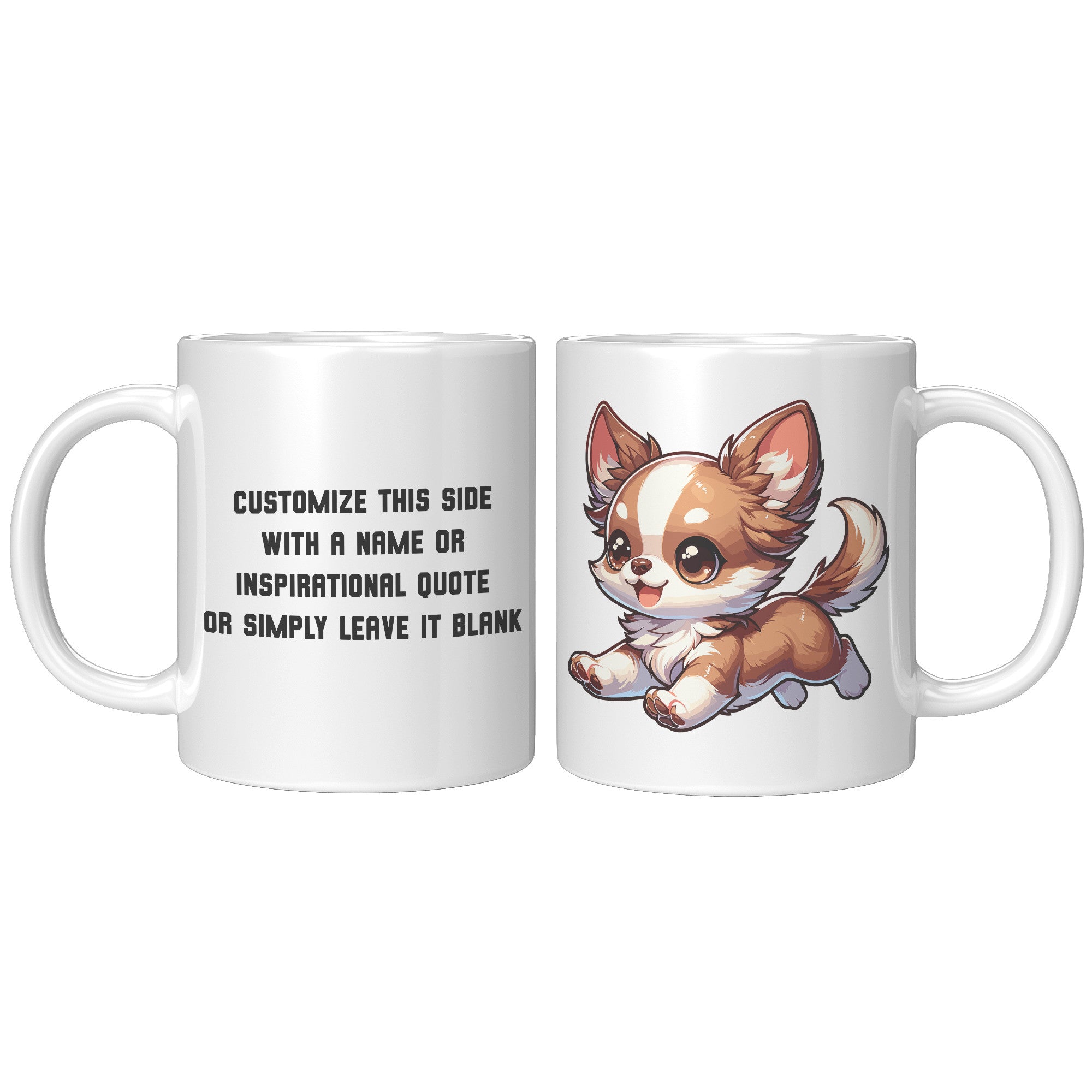 11oz Charming Chihuahua Cartoon Cofee Mugs - Cute Dog Lover Mug - Perfect Gift for Chihuahua Owners - Adorable Puppy Graphic Coffee Mug - A