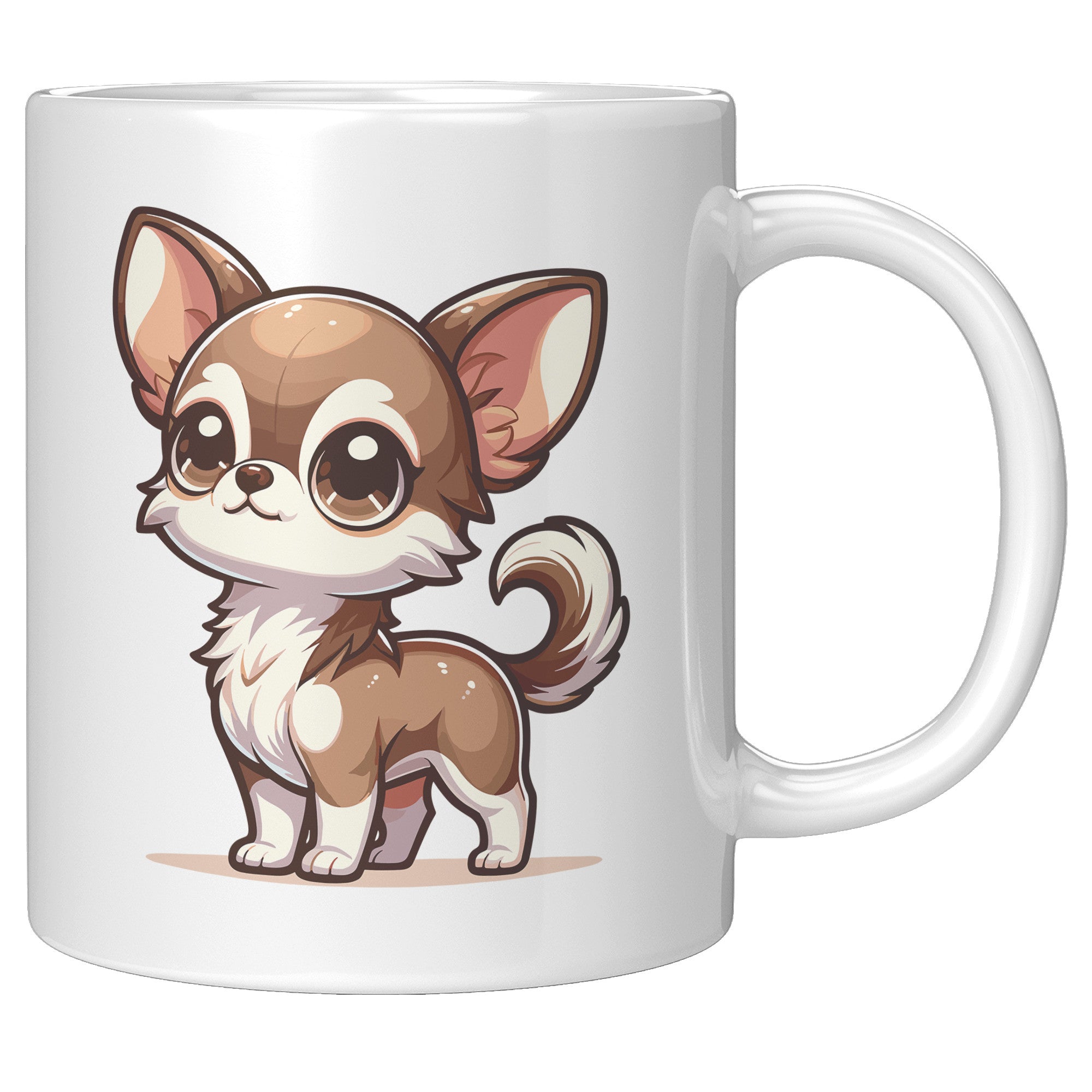 11oz Charming Chihuahua Cartoon Cofee Mugs - Cute Dog Lover Mug - Perfect Gift for Chihuahua Owners - Adorable Puppy Graphic Coffee Mug - A