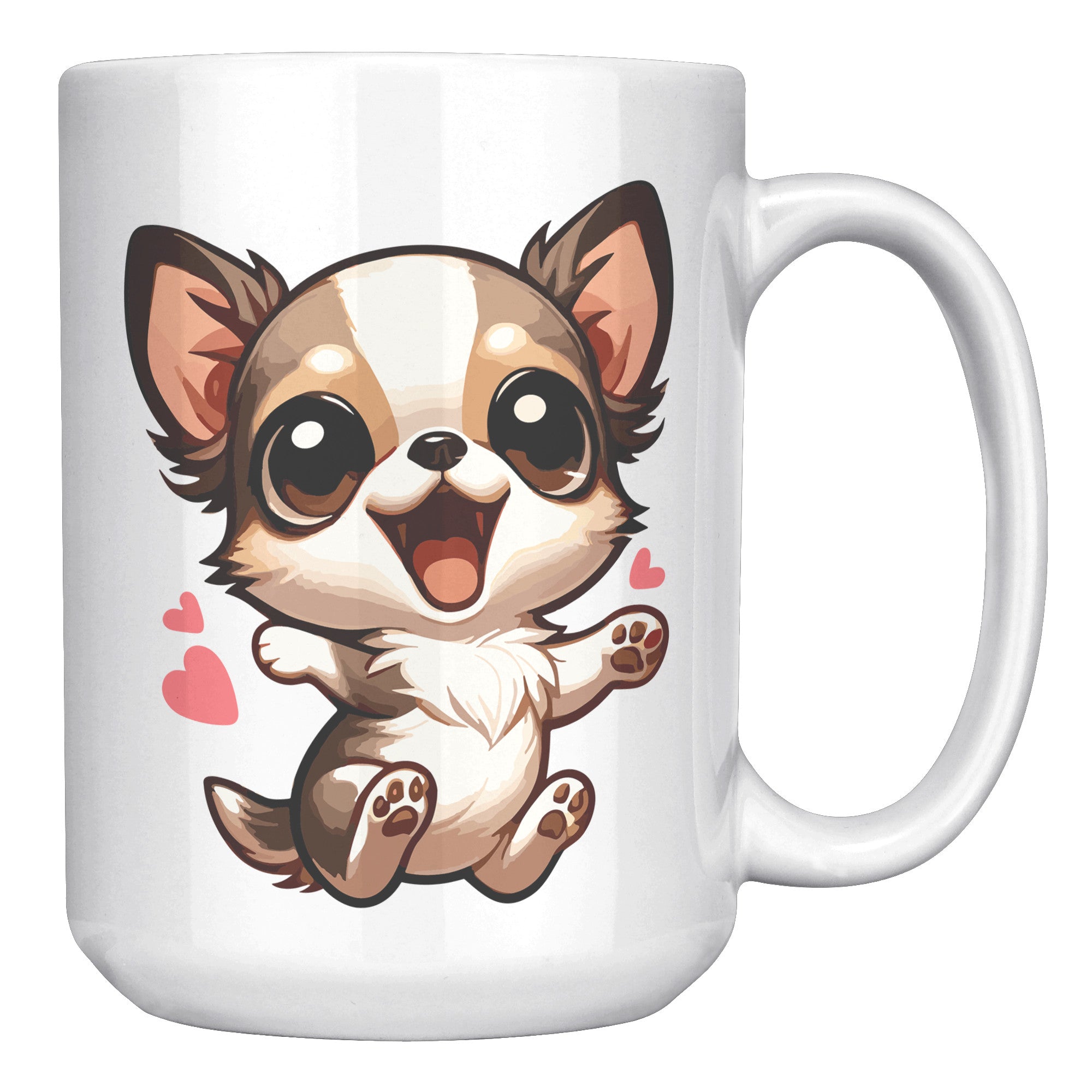 15oz Charming Chihuahua Cartoon Cofee Mugs - Cute Dog Lover Mug - Perfect Gift for Chihuahua Owners - Adorable Puppy Graphic Coffee Mug - A