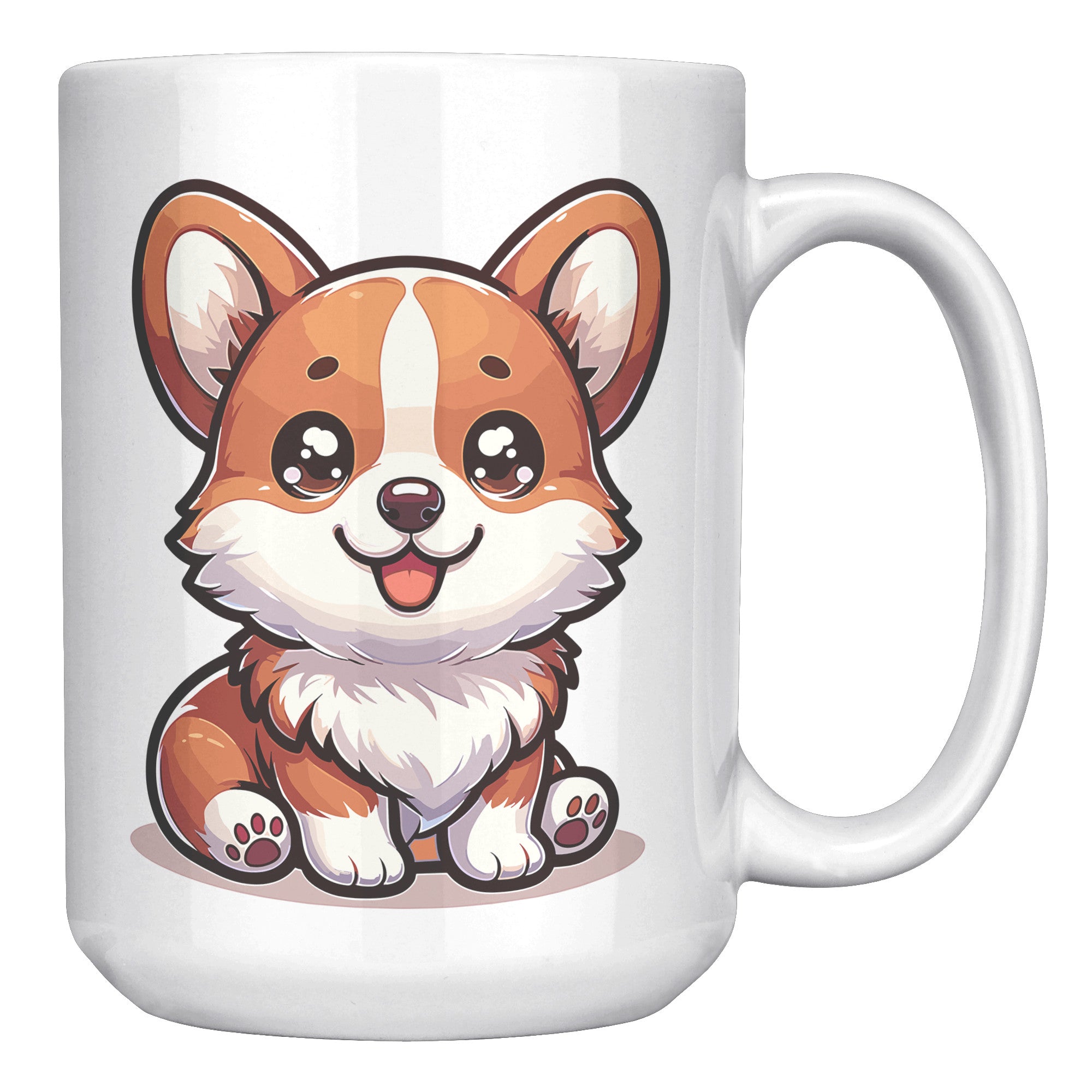 15oz Corgi Lover Cartoon Mug - Adorable Corgi Dog Mug - Perfect Gift for Corgi Owners - Cute Pembroke Welsh Corgi Mug" - D1