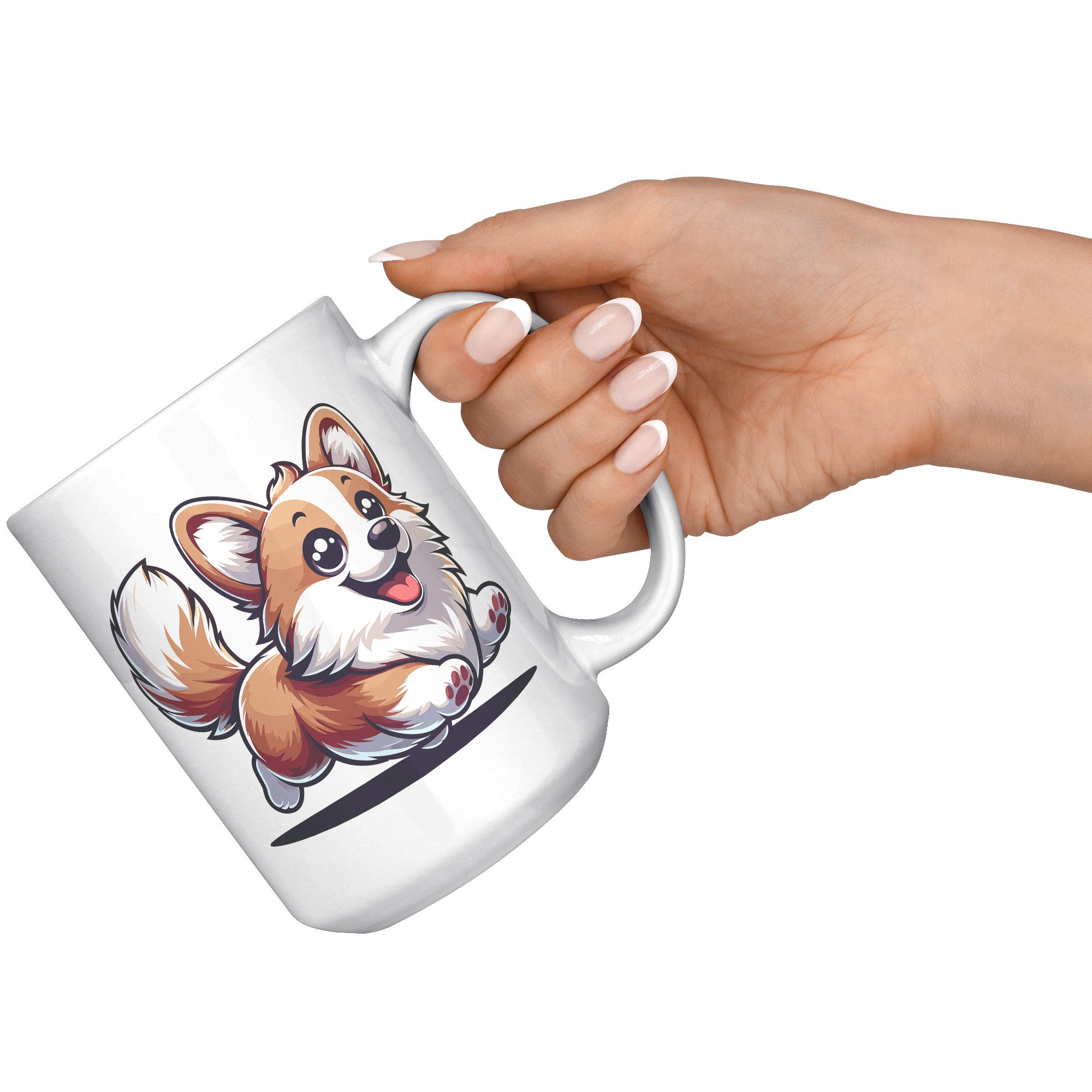 15oz Corgi Lover Cartoon Mug - Adorable Corgi Dog Mug - Perfect Gift for Corgi Owners - Cute Pembroke Welsh Corgi Mug" - A1