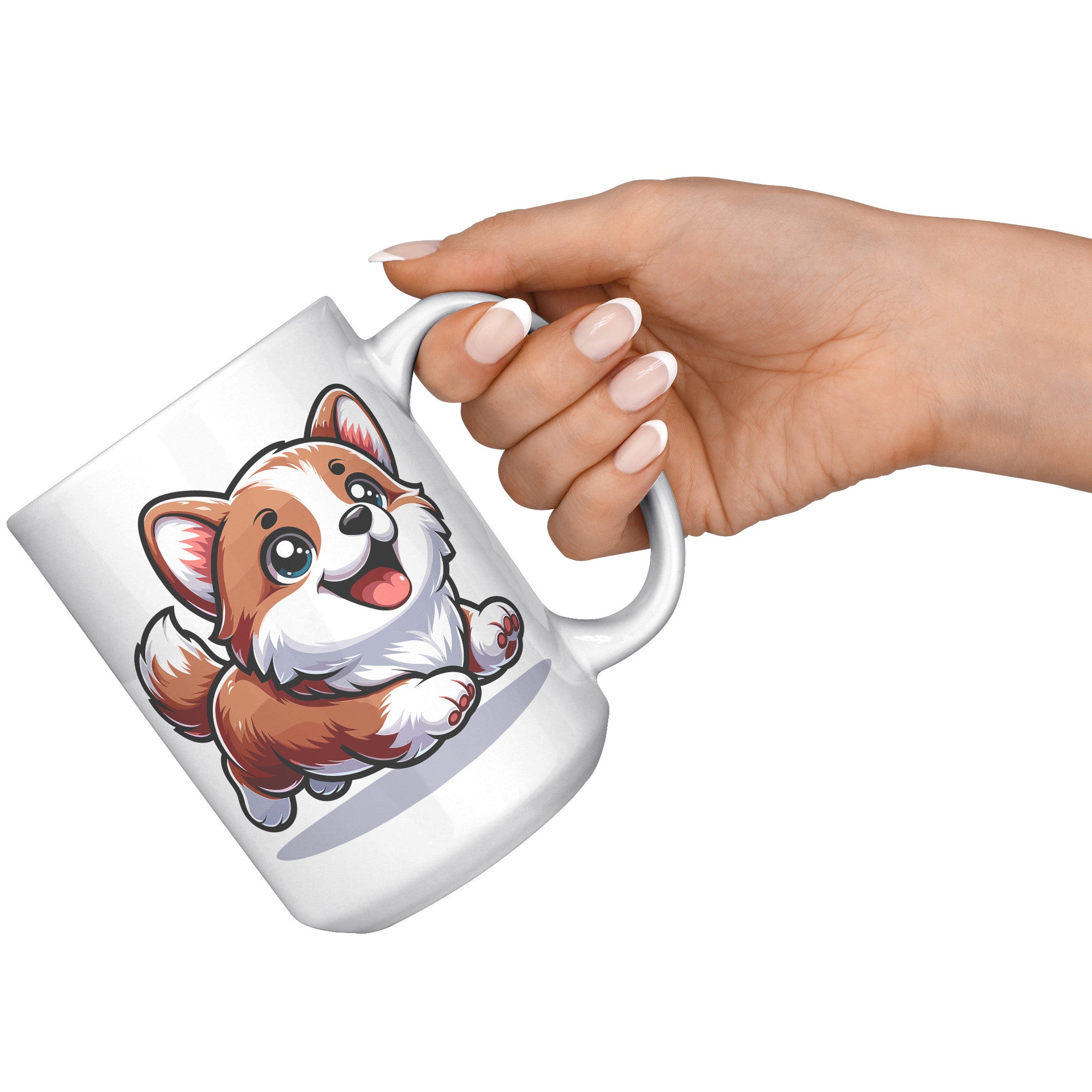 15oz Corgi Lover Cartoon Mug - Adorable Corgi Dog Mug - Perfect Gift for Corgi Owners - Cute Pembroke Welsh Corgi Mug" - B1
