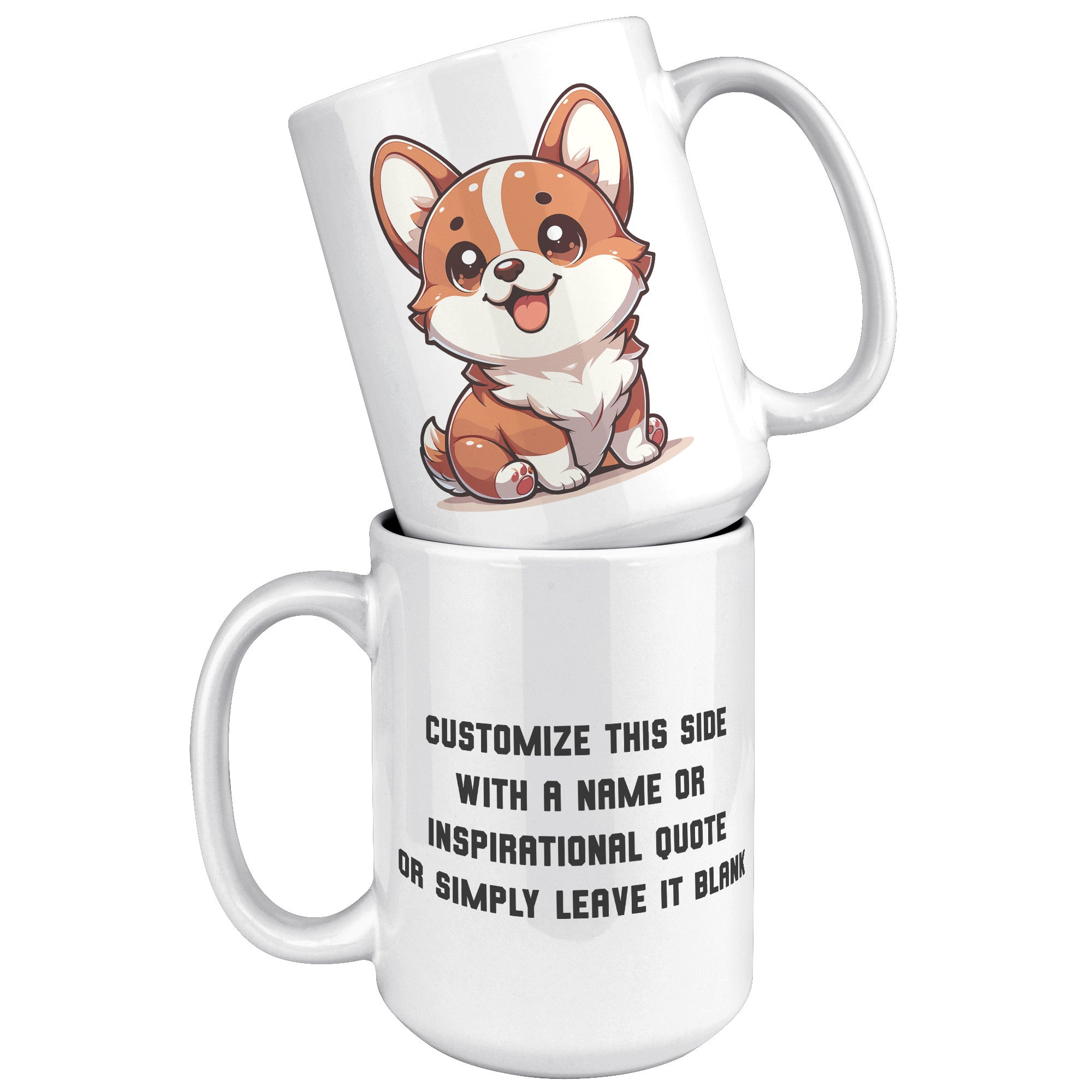 15oz Corgi Lover Cartoon Mug - Adorable Corgi Dog Mug - Perfect Gift for Corgi Owners - Cute Pembroke Welsh Corgi Mug" - E1