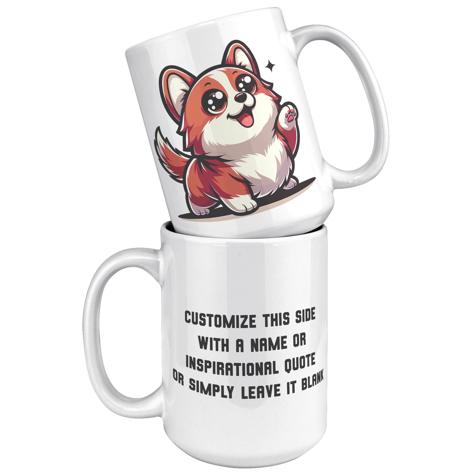 15oz Corgi Lover Cartoon Mug - Adorable Corgi Dog Mug - Perfect Gift for Corgi Owners - Cute Pembroke Welsh Corgi Mug" - C1