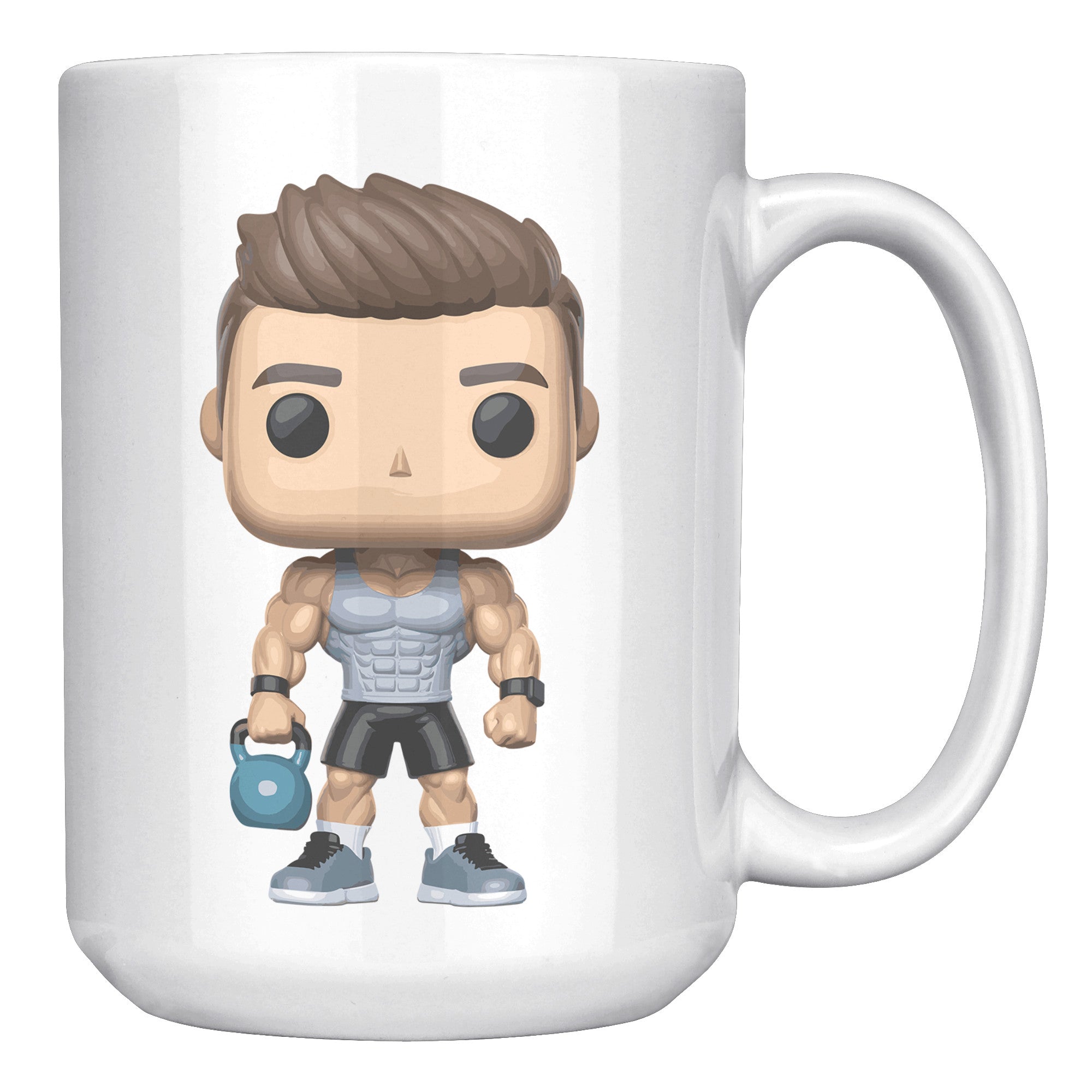 "CrossFit Funko Pop Style Mug - Male Fitness Enthusiast Coffee Cup - Unique Gift for Gym Buffs - Fun Workout-Inspired Drinkware" - A1