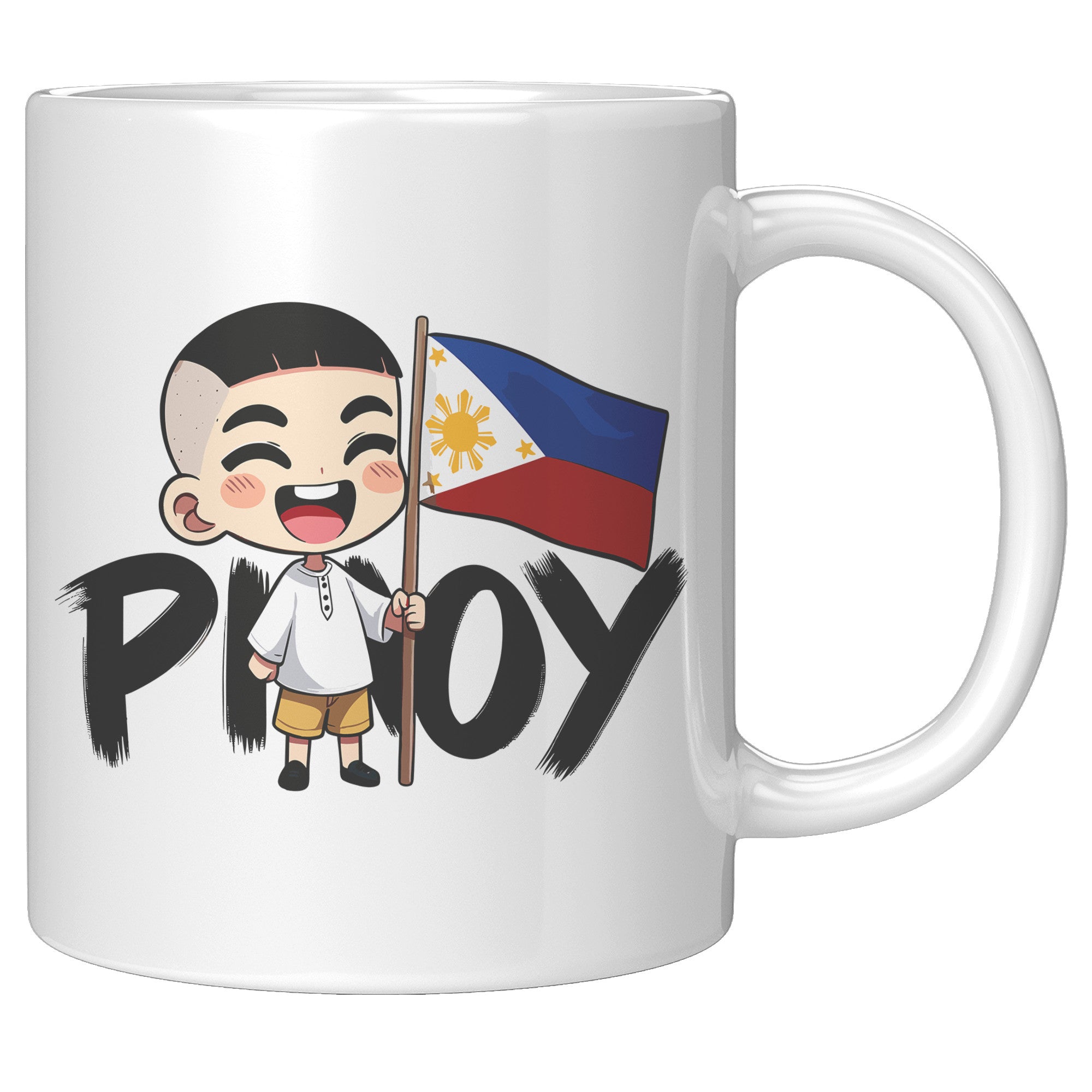 "Cute Cartoon Filipino Pride Coffee Mug - Vibrant Pinoy Pride Cup - Perfect Gift for Filipinos - Colorful Philippines Heritage Mug" - R