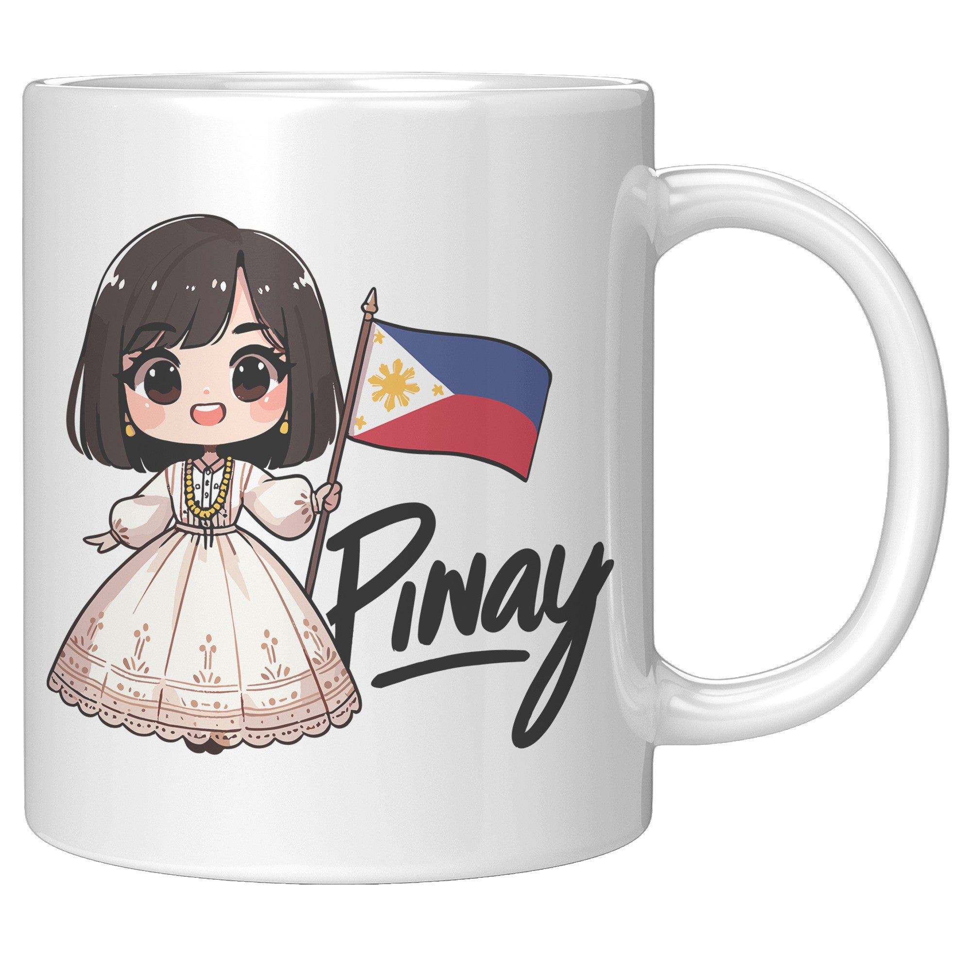 "Cute Cartoon Filipino Pride Coffee Mug - Vibrant Pinoy Pride Cup - Perfect Gift for Filipinos - Colorful Philippines Heritage Mug" - J