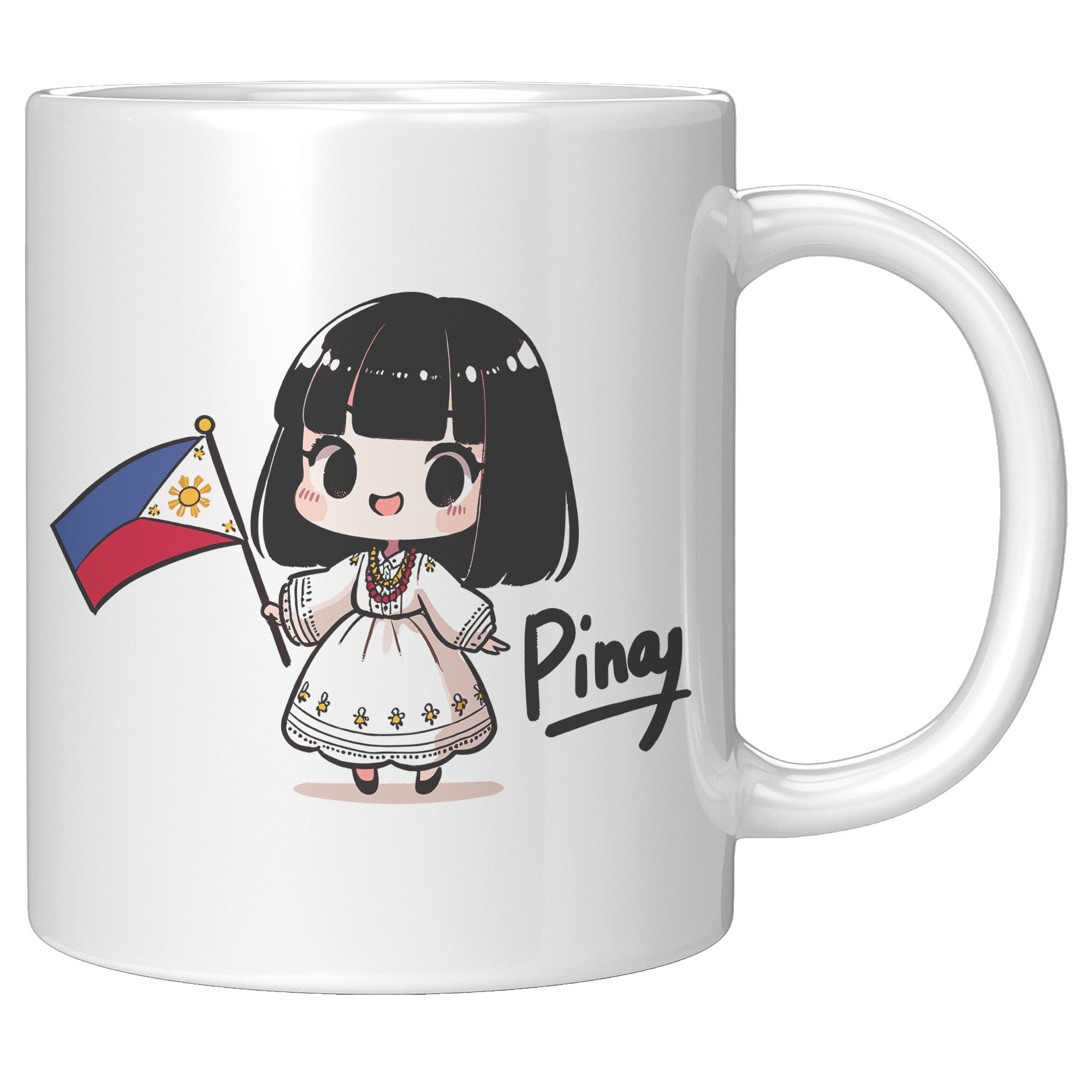 "Cute Cartoon Filipino Pride Coffee Mug - Vibrant Pinoy Pride Cup - Perfect Gift for Filipinos - Colorful Philippines Heritage Mug" - K