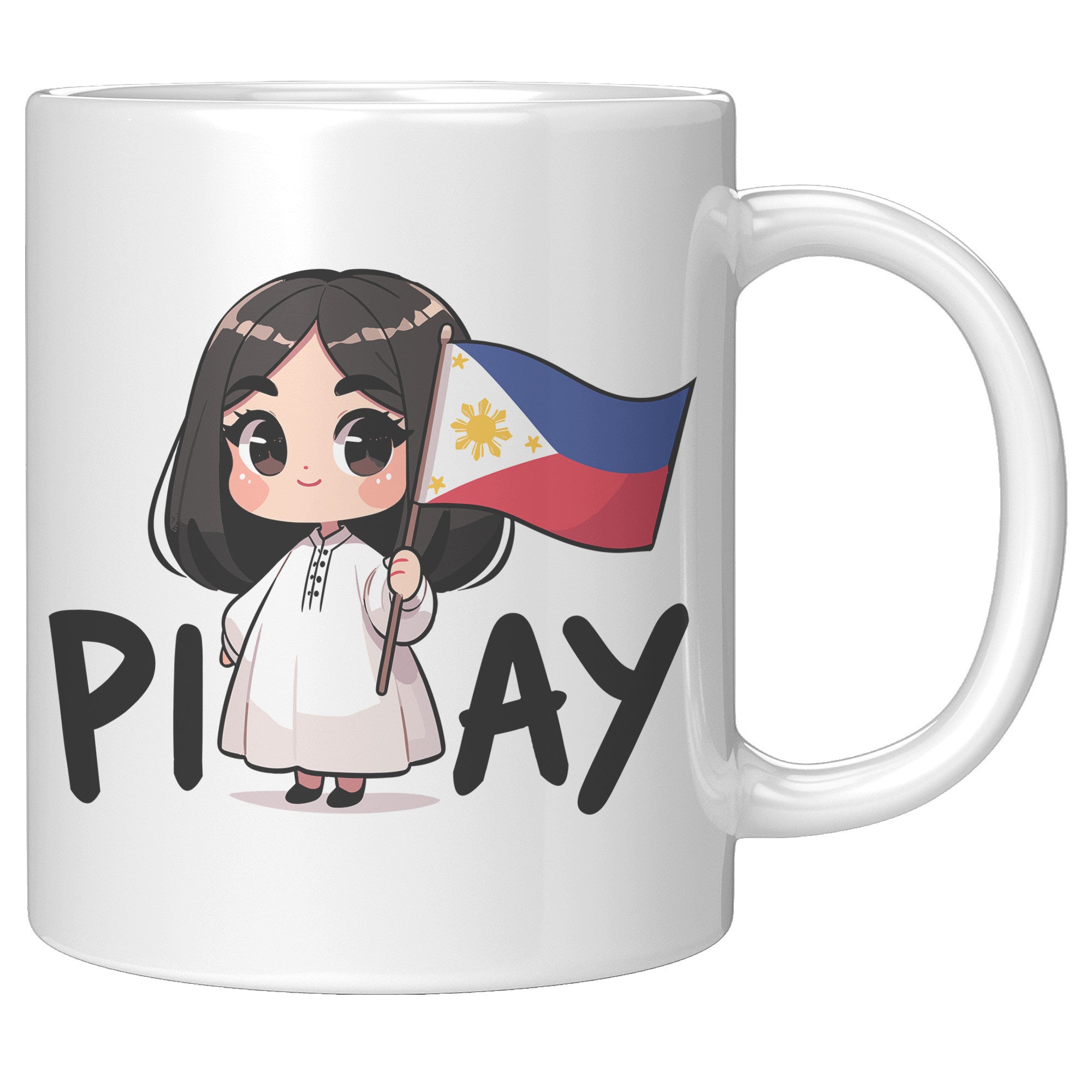 "Cute Cartoon Filipino Pride Coffee Mug - Vibrant Pinoy Pride Cup - Perfect Gift for Filipinos - Colorful Philippines Heritage Mug" - F