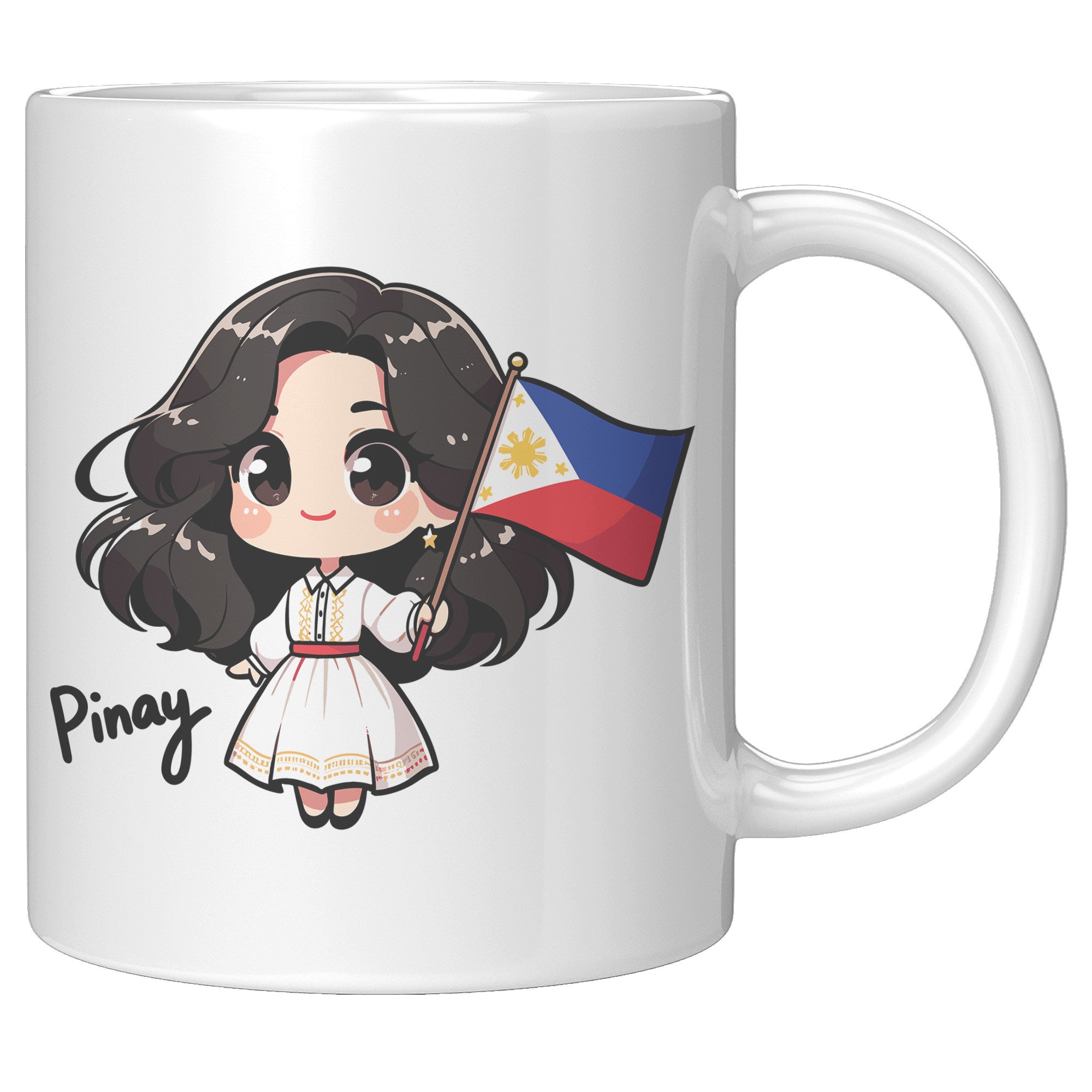 "Cute Cartoon Filipino Pride Coffee Mug - Vibrant Pinoy Pride Cup - Perfect Gift for Filipinos - Colorful Philippines Heritage Mug" - L