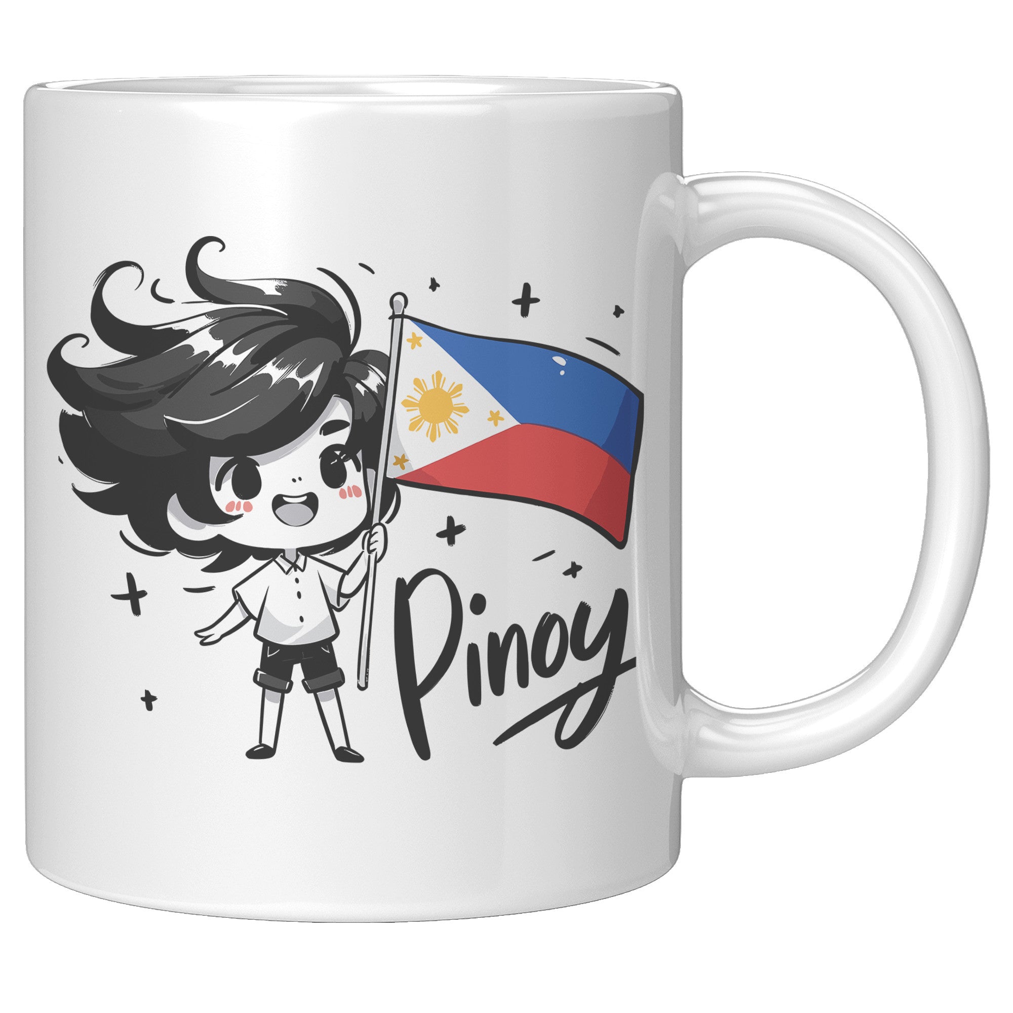 "Cute Cartoon Filipino Pride Coffee Mug - Vibrant Pinoy Pride Cup - Perfect Gift for Filipinos - Colorful Philippines Heritage Mug" - O