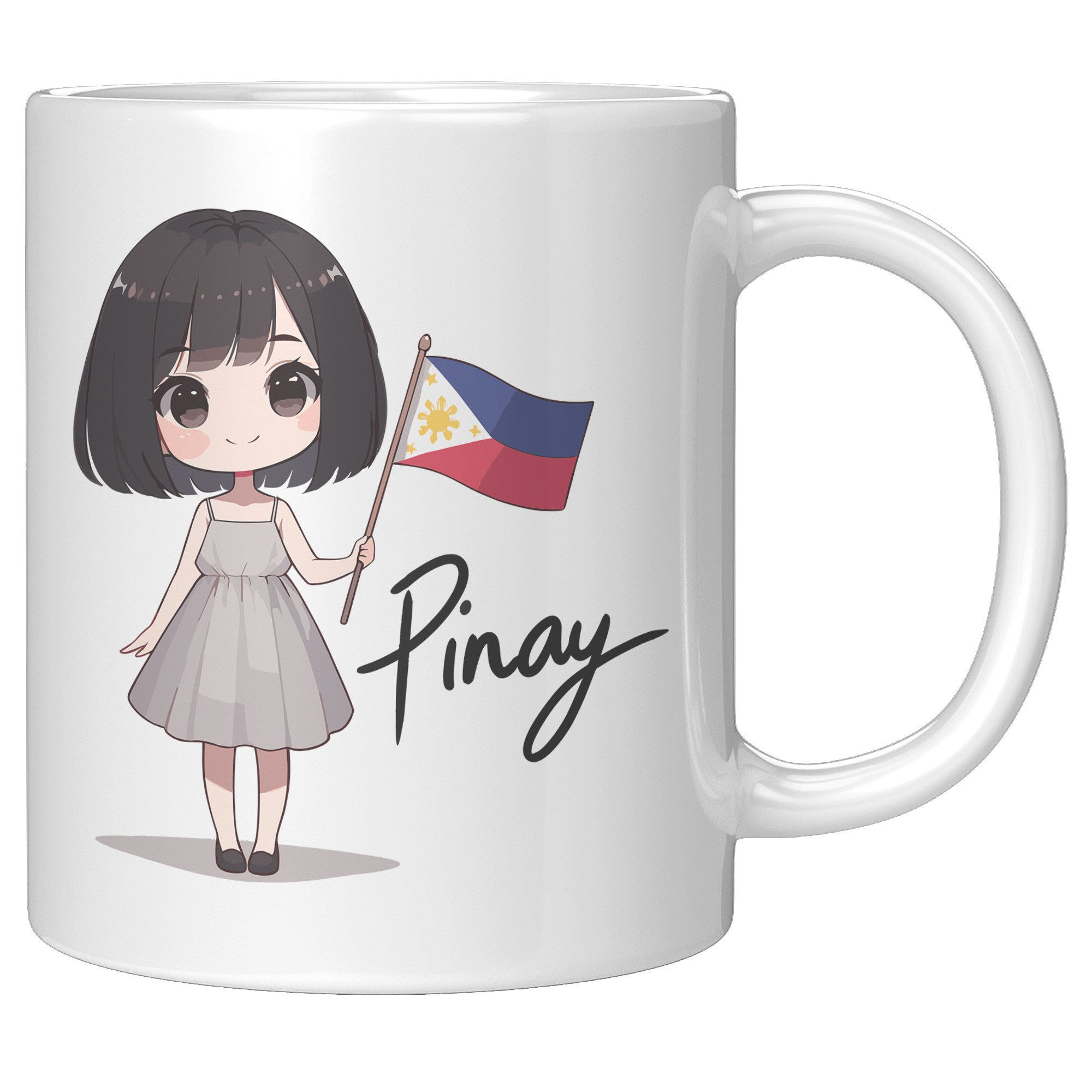 "Cute Cartoon Filipino Pride Coffee Mug - Vibrant Pinoy Pride Cup - Perfect Gift for Filipinos - Colorful Philippines Heritage Mug" - E