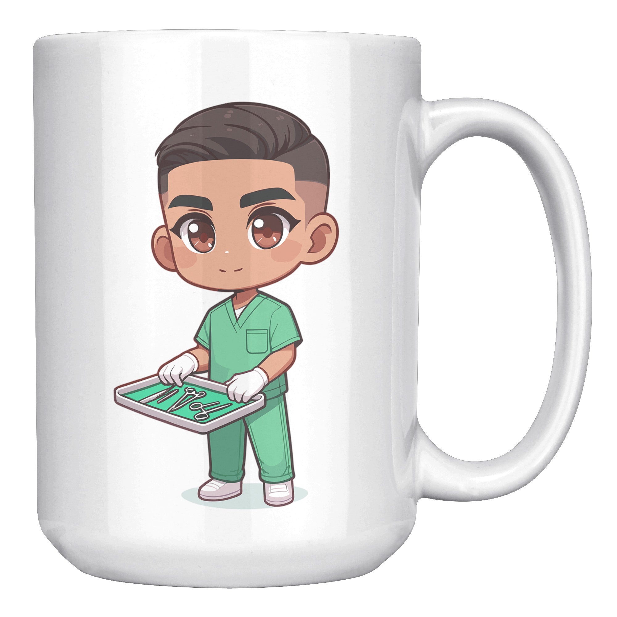 15 oz Custom RN Nurse Gift Coffee Mug - Cute Cartoon Nurse Design - Perfect for Nurse's Day, Birthdays, Graduations - Durable & Fun Mug for Everyday Heroes