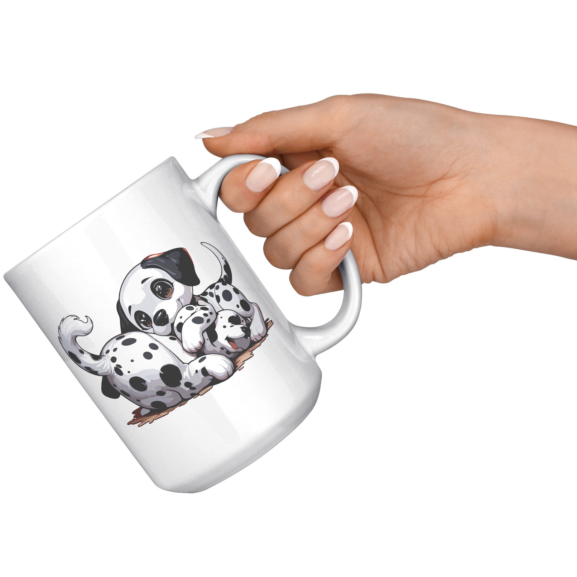 15oz Dalmatian Cartoon Coffee Mug - Spotted Dog Lover Coffee Mug - Perfect Gift for Dalmatian Owners - Fun Firehouse Dog Coffee Mug" - C1