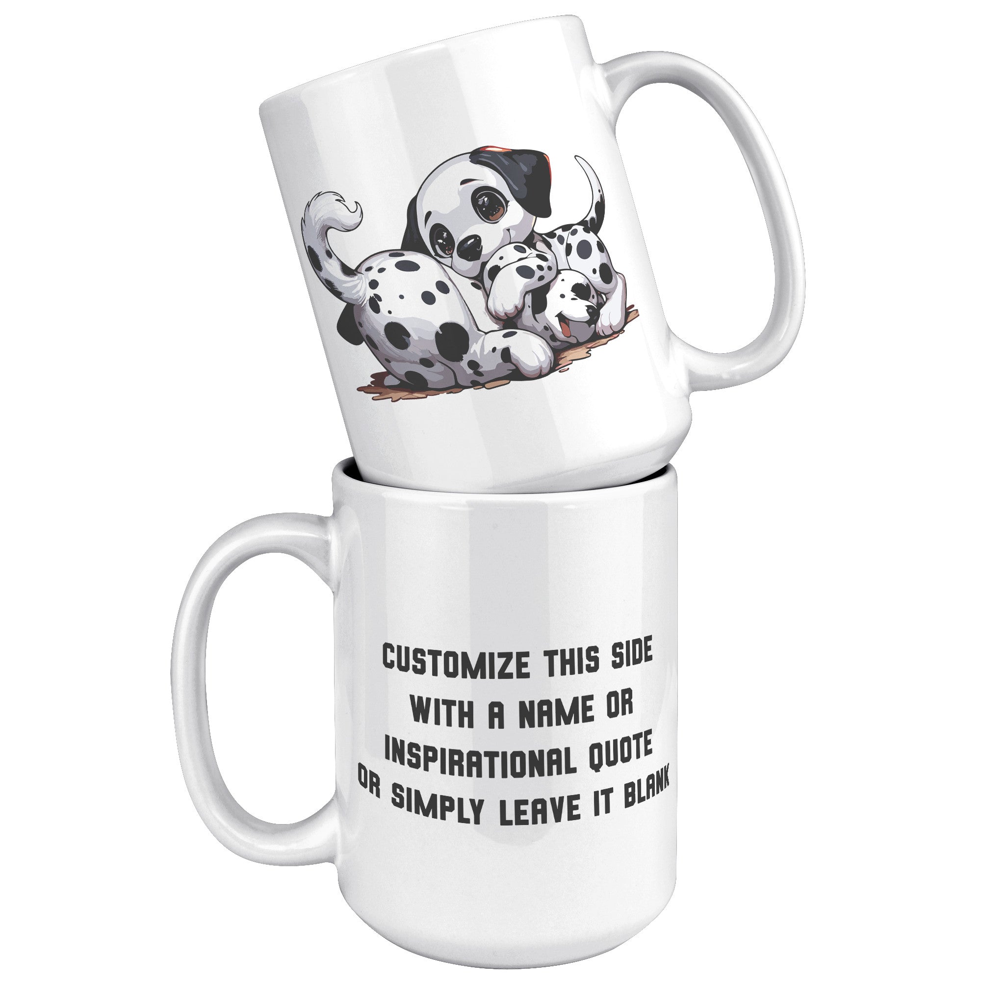 15oz Dalmatian Cartoon Coffee Mug - Spotted Dog Lover Coffee Mug - Perfect Gift for Dalmatian Owners - Fun Firehouse Dog Coffee Mug" - C1